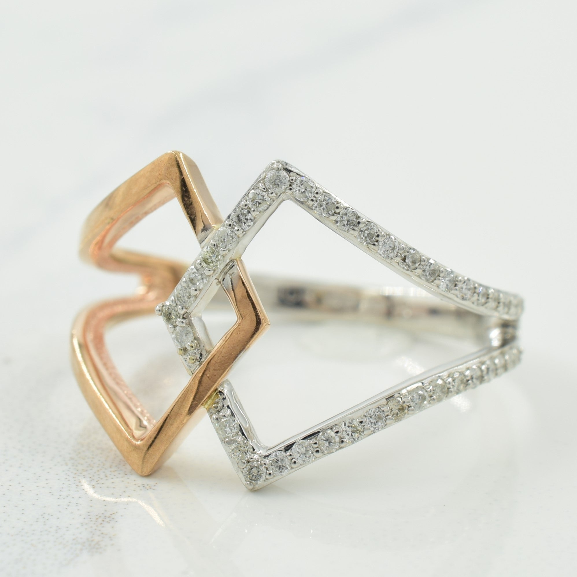 Two Tone Gold Diamond Ring | 0.15ctw | SZ 8.25 |