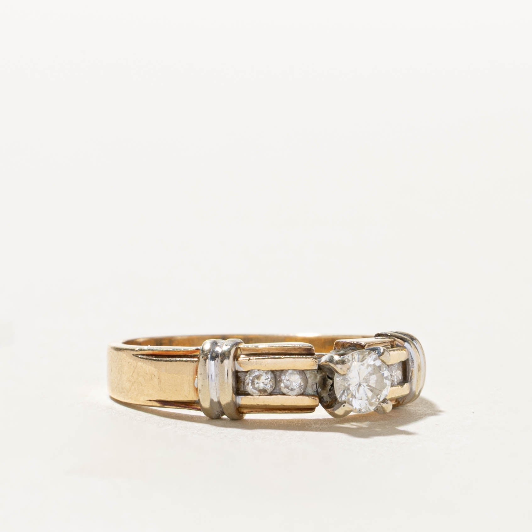 14k Two Tone Diamond Banded Ring | 0.40ctw | SZ 8