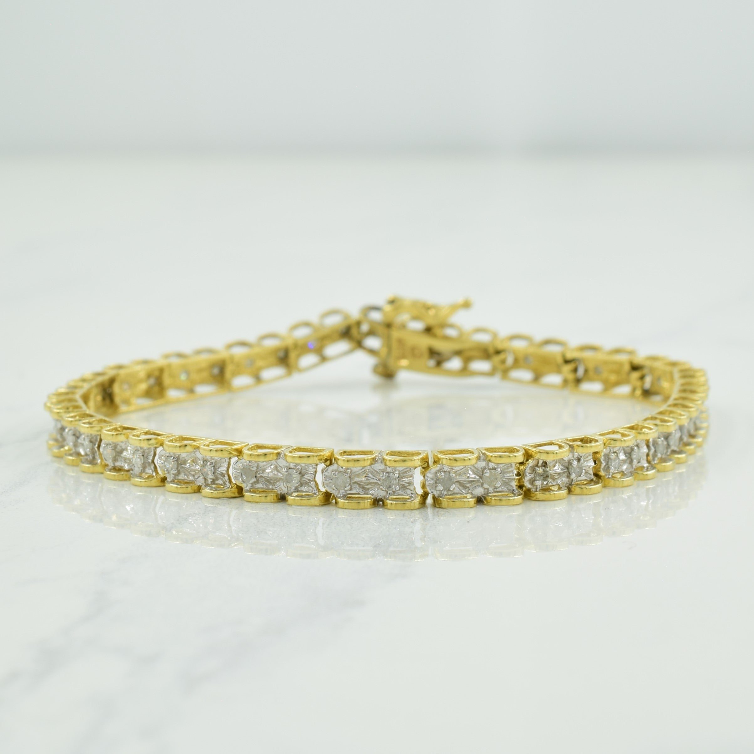 10k Yellow Gold Diamond Tennis Bracelet | 0.42ctw | 7" |