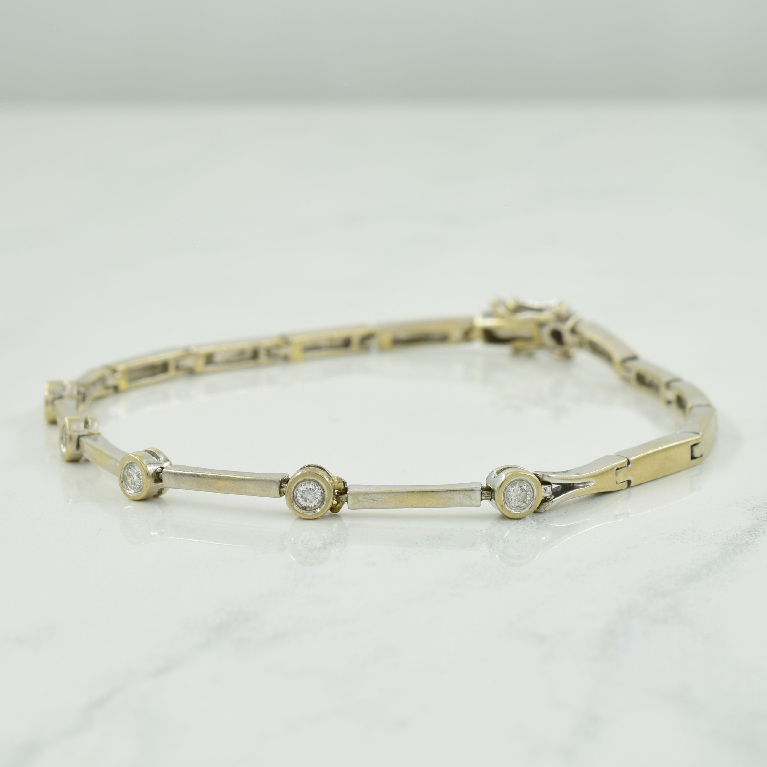 Diamond Bead & Bar 14k Bracelet | 0.15ctw | 7.25" |