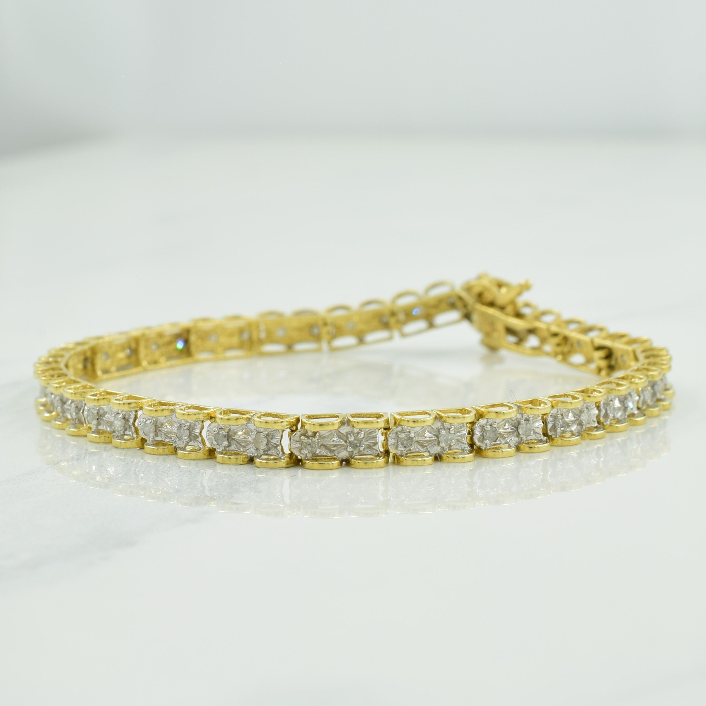 10k Yellow Gold Diamond Tennis Bracelet | 0.42ctw | 7" |