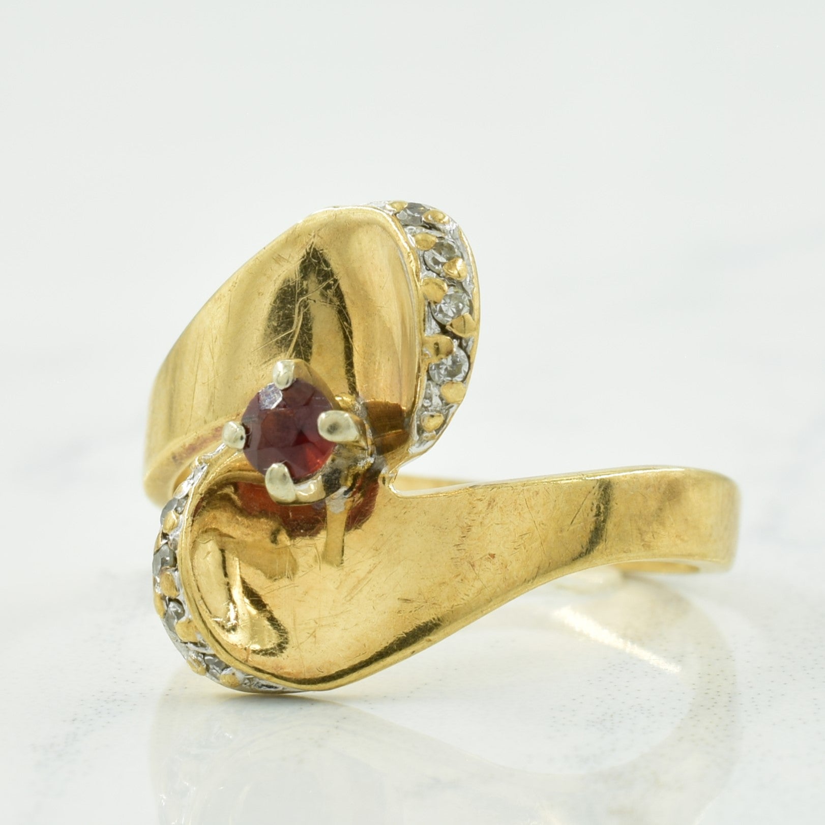Garnet & Diamond Ring | 0.15ct, 0.08ctw | SZ 6.75 |