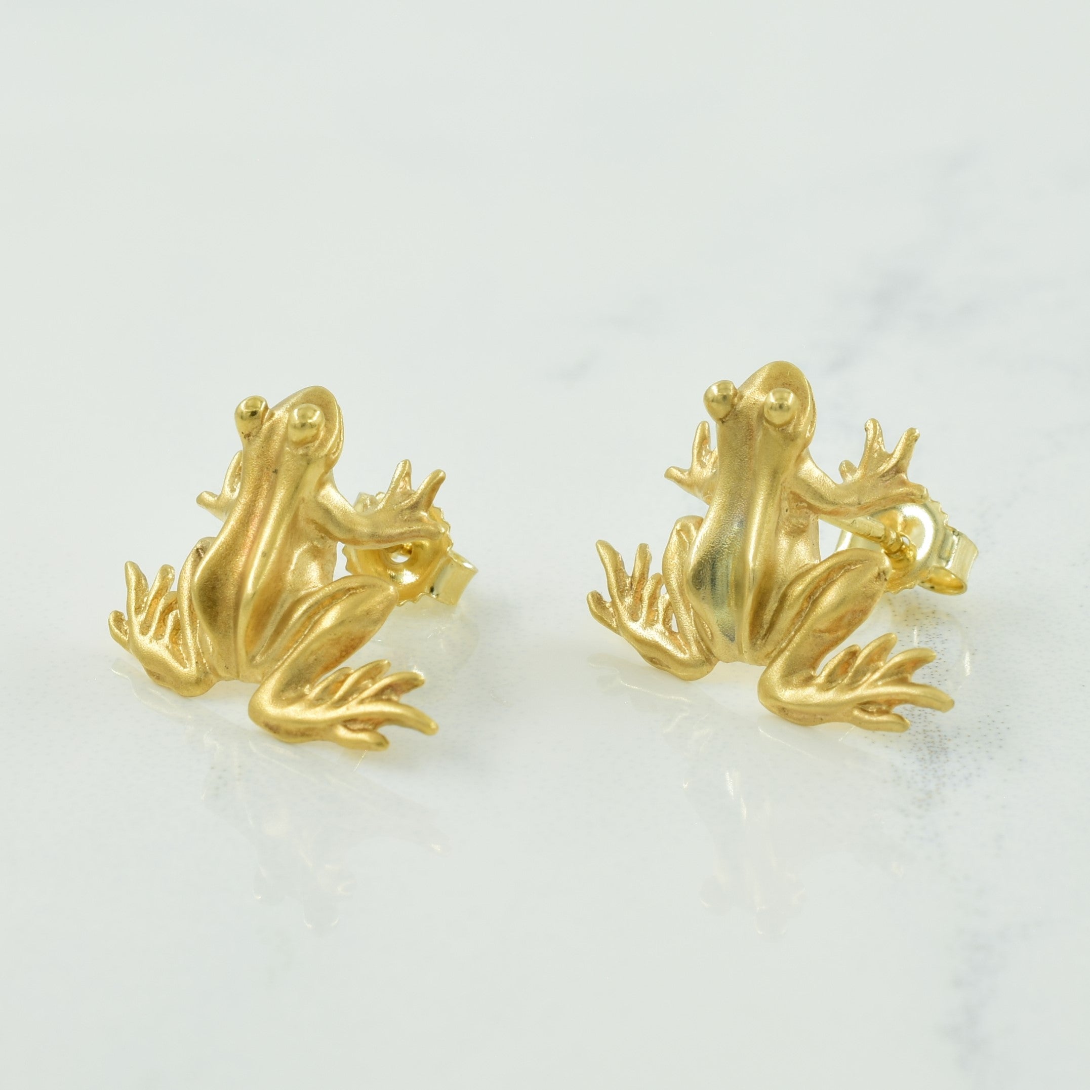 14k Yellow Gold Frog Stud Earrings |