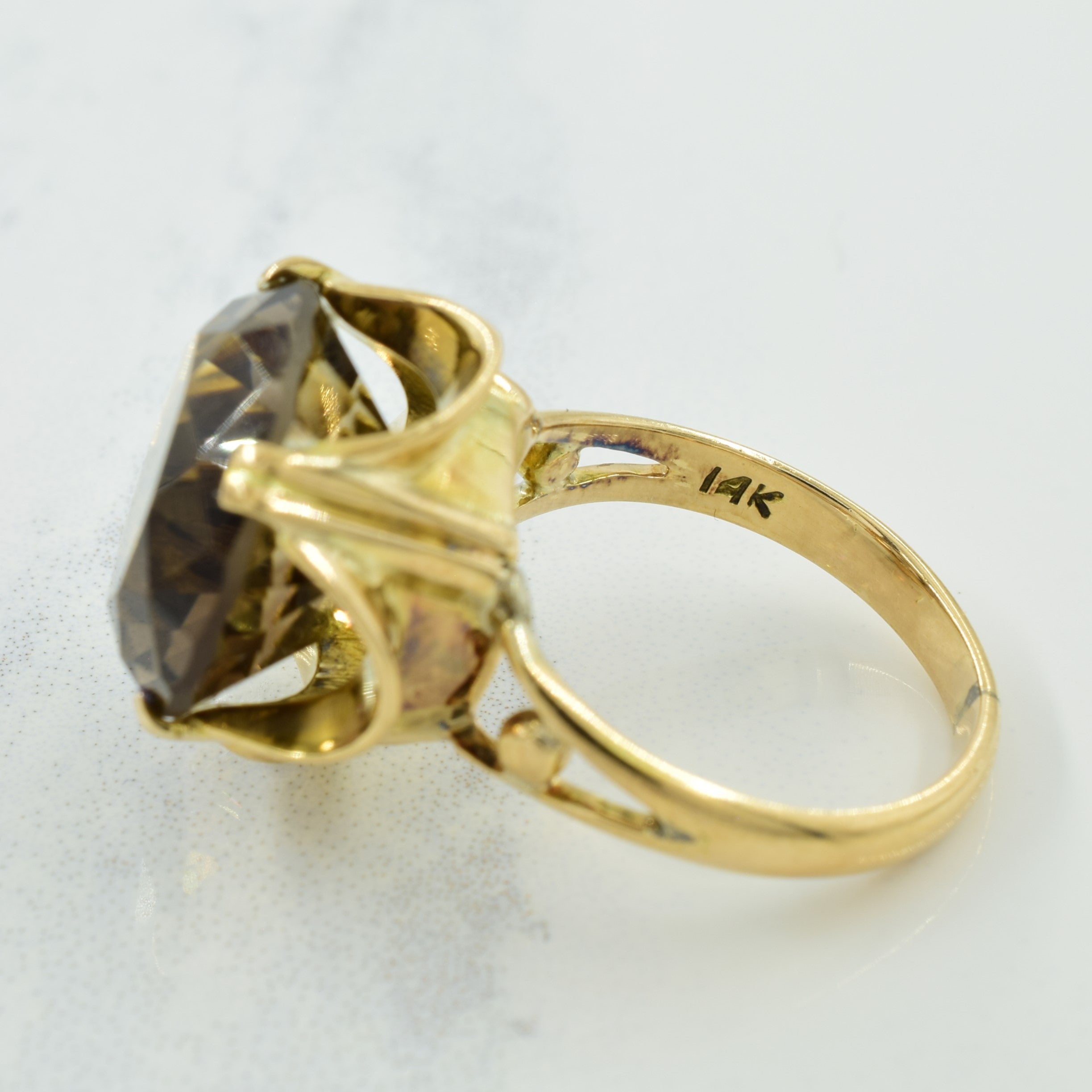 Smoky Quartz Cocktail Ring | 10.00ct | SZ 5.5 |