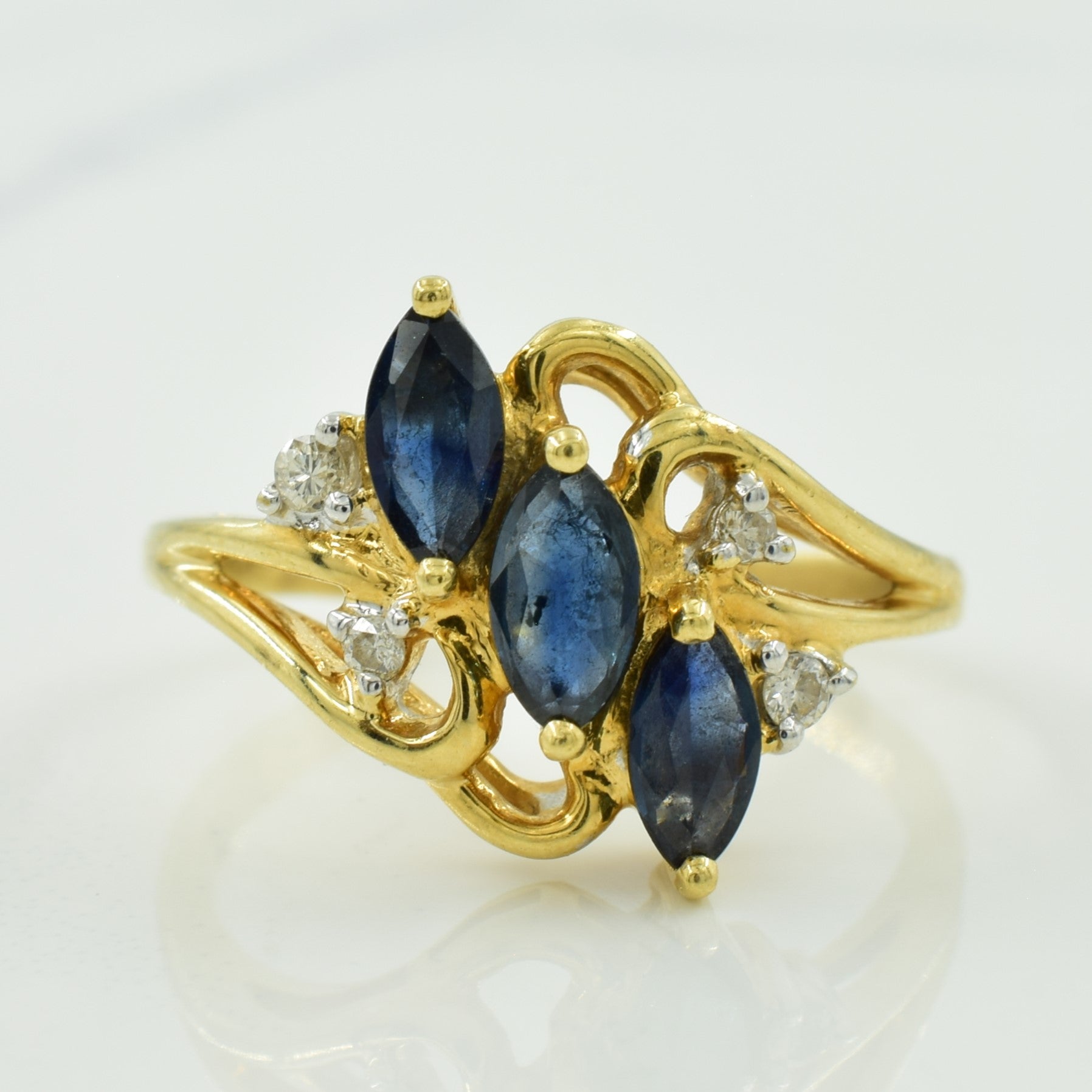 Sapphire & Diamond Bypass Ring | 0.75ctw, 0.06ctw | SZ 5.5 |