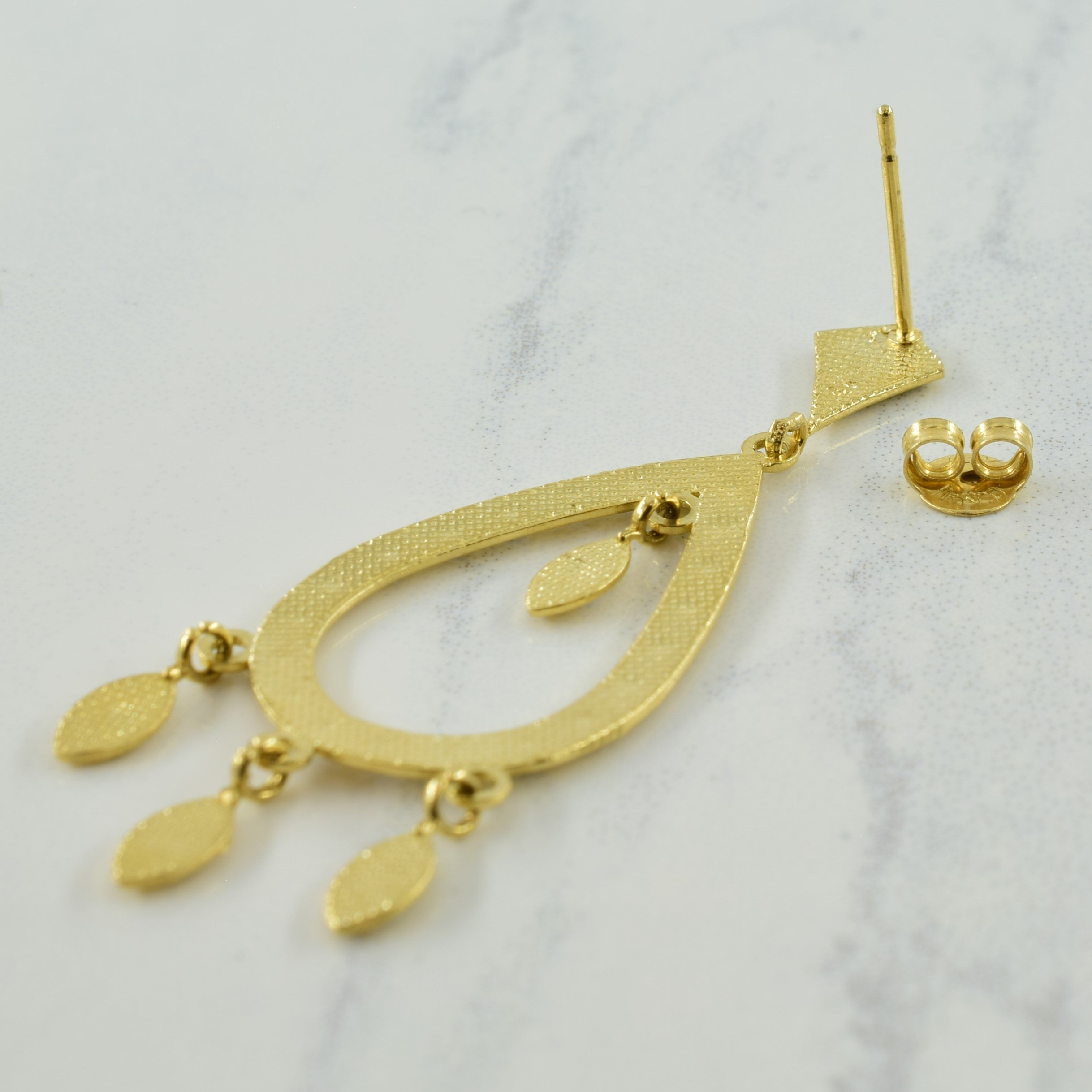 14k Two Tone Gold Drop Earrings