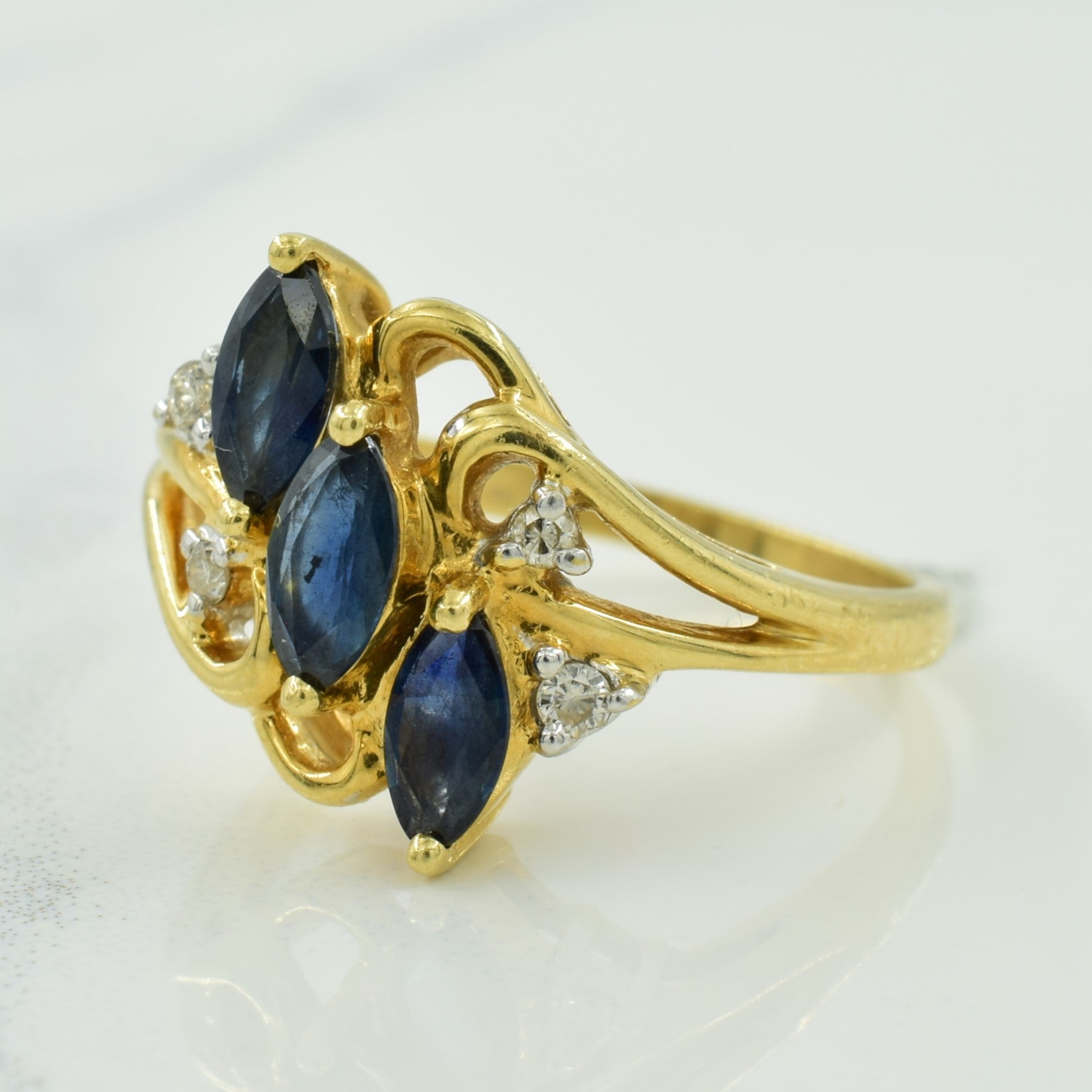 Sapphire & Diamond Bypass Ring | 0.75ctw, 0.06ctw | SZ 5.5 |