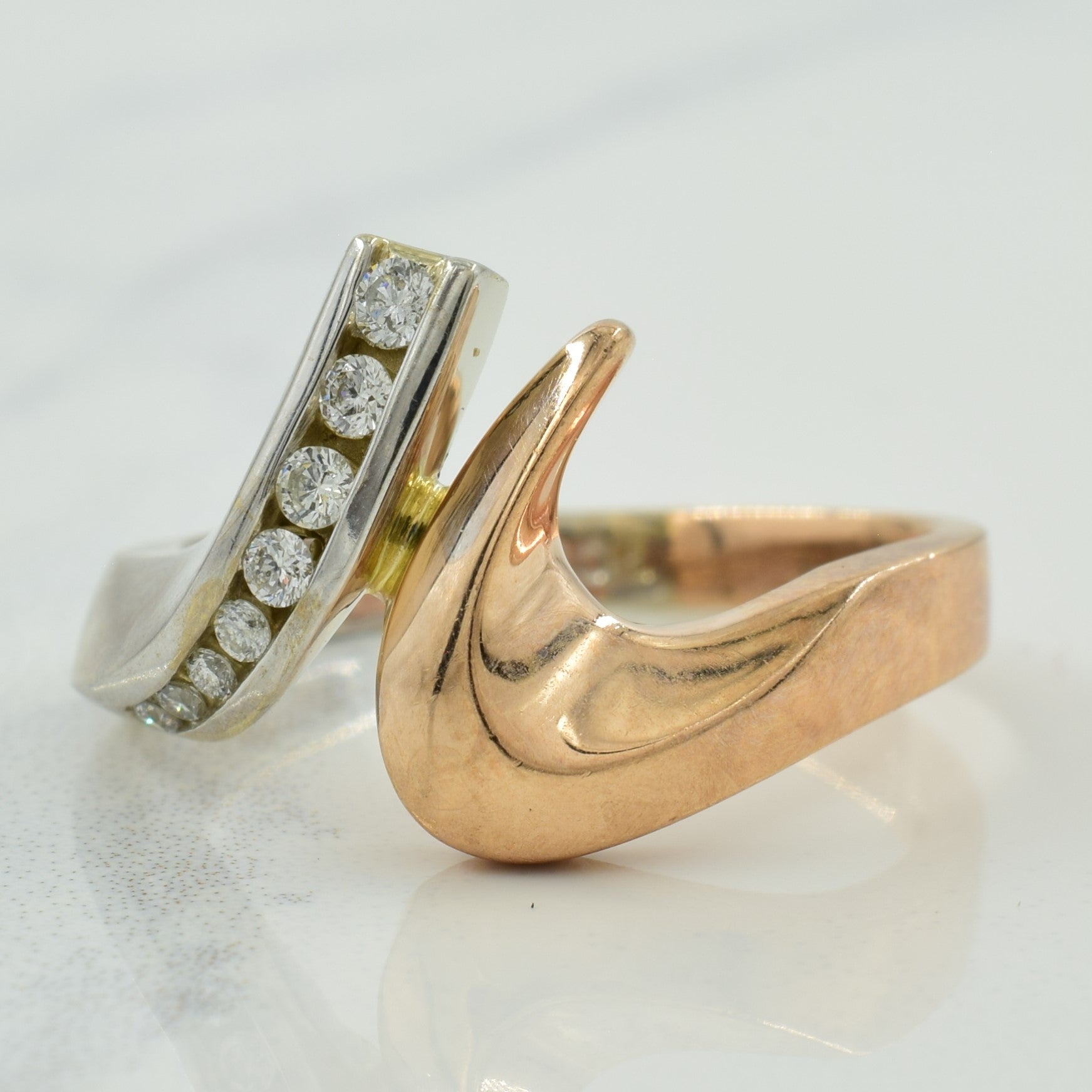 Two Tone Diamond Bypass Ring | 0.10ctw | SZ 6.25 |