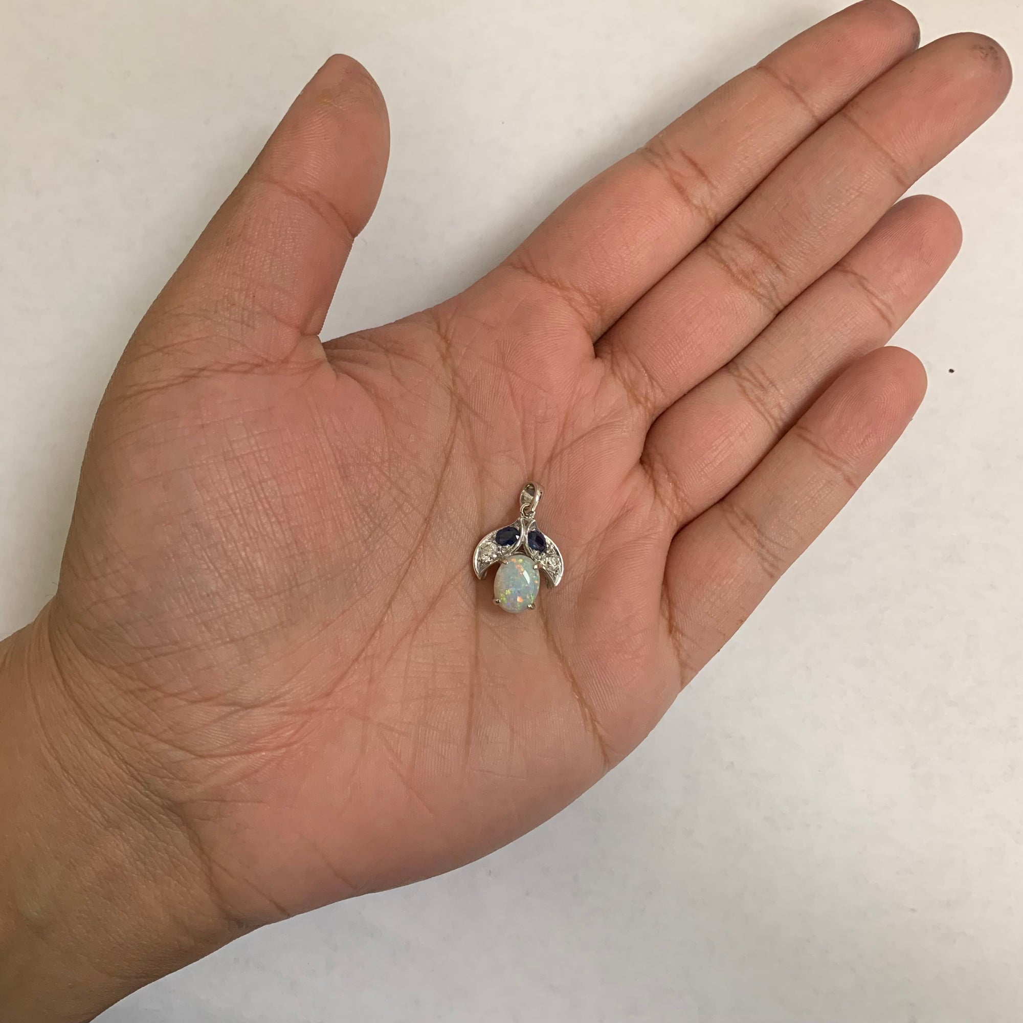 Opal, Sapphire, & Diamond Pendant | 0.80ct, 0.40ctw, 0.20ctw |