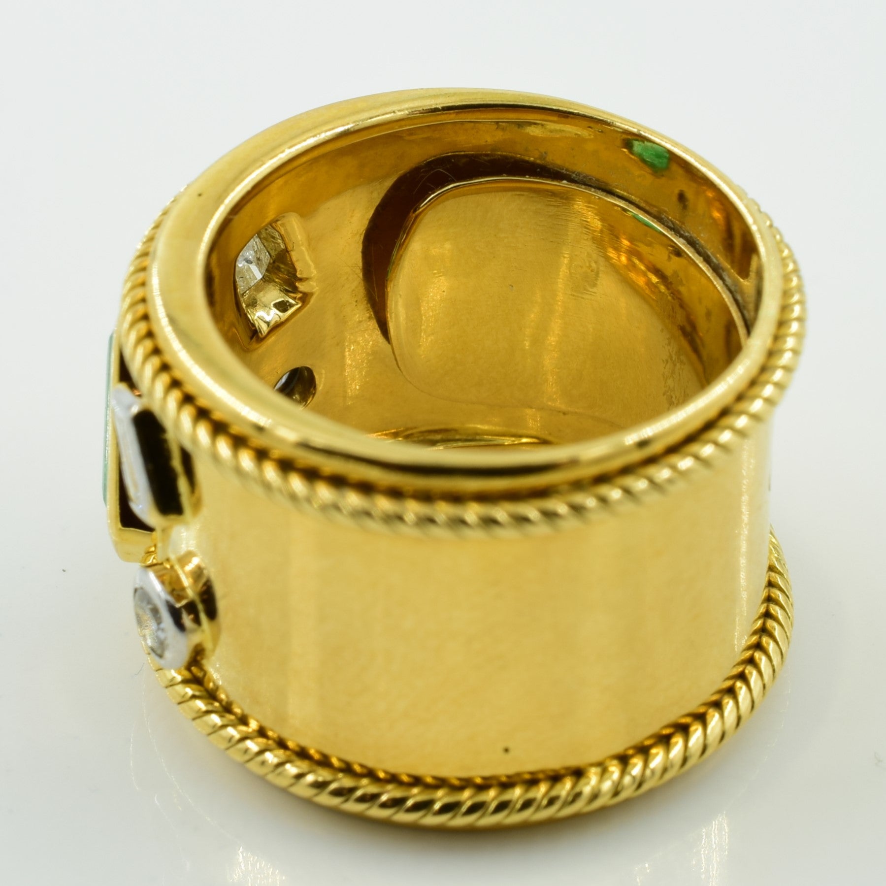 Emerald & Diamond Cigar Band Ring | 0.75ct, 0.30ctw | SZ 6.5 |