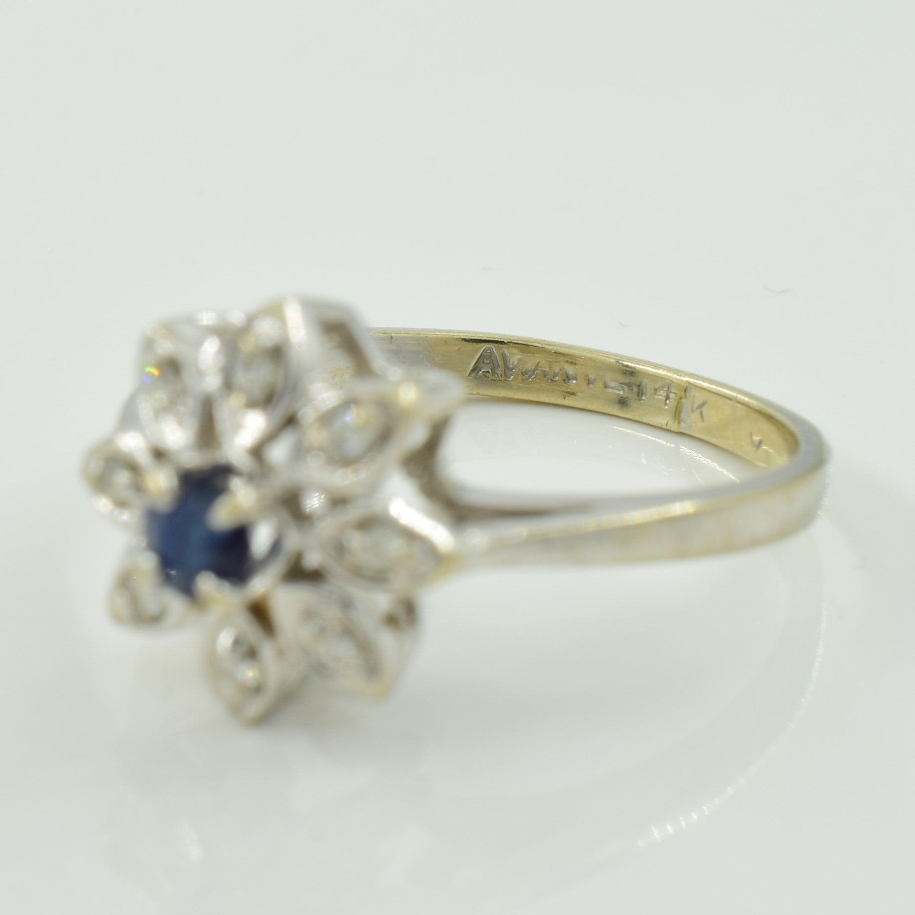 Sapphire & Diamond Floral Halo Ring | 0.20ct, 0.08ctw | SZ 5.5 |