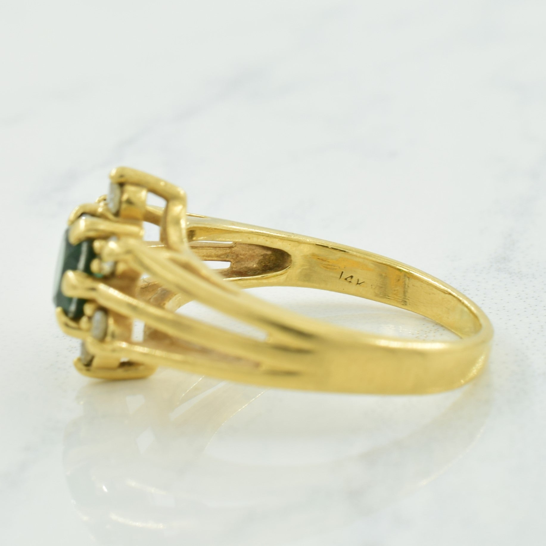 Synthetic Spinel Triplet & Diamond Ring | 0.50ct, 0.12ctw | SZ 4.5 |