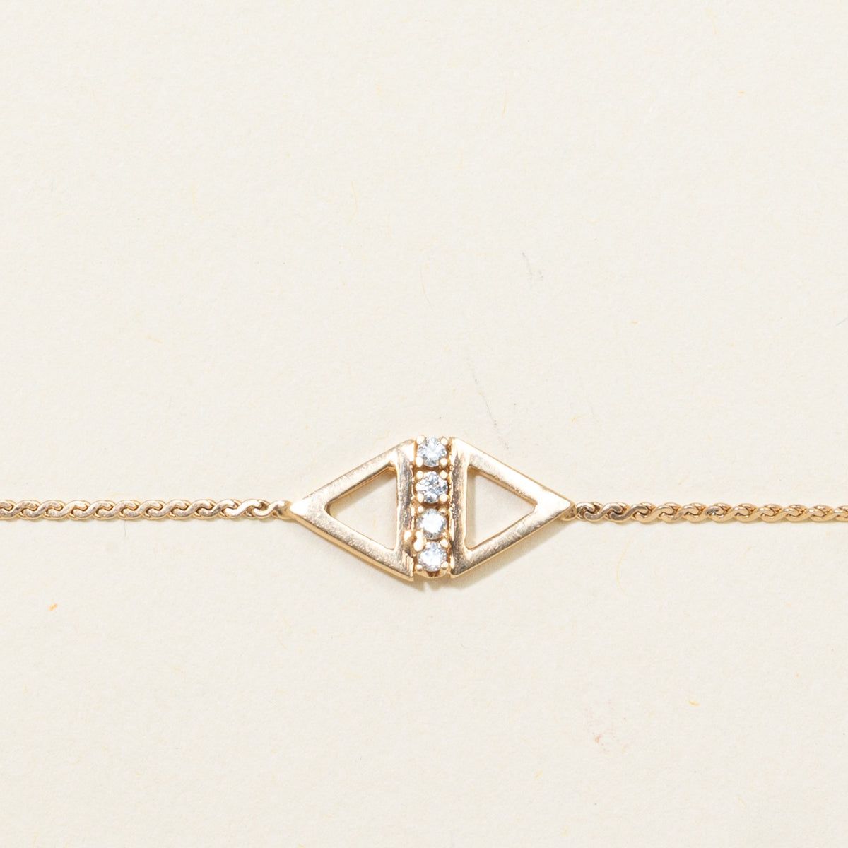 14k Two Tone Diamond Column Triangle Bracelet | 8mm | 7.25"