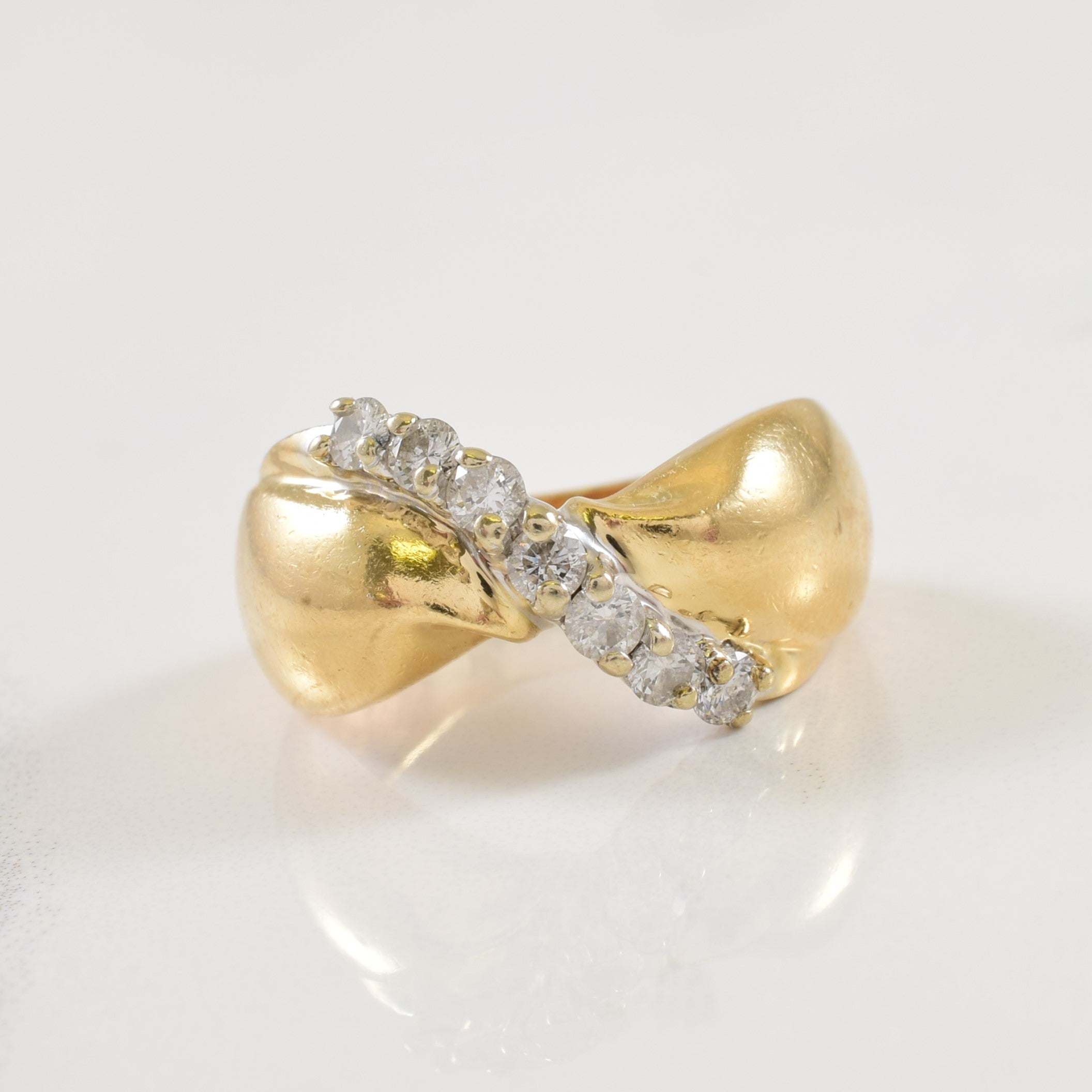 Bow Shape Diamond Bypass Ring | 0.40ctw | SZ 6.5 |