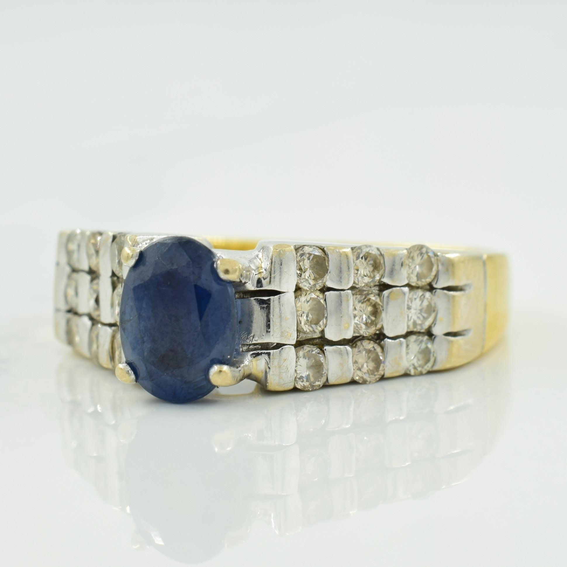 Blue Sapphire & Diamond Ring | 1.30ct, 0.53ctw | SZ 7.5 |