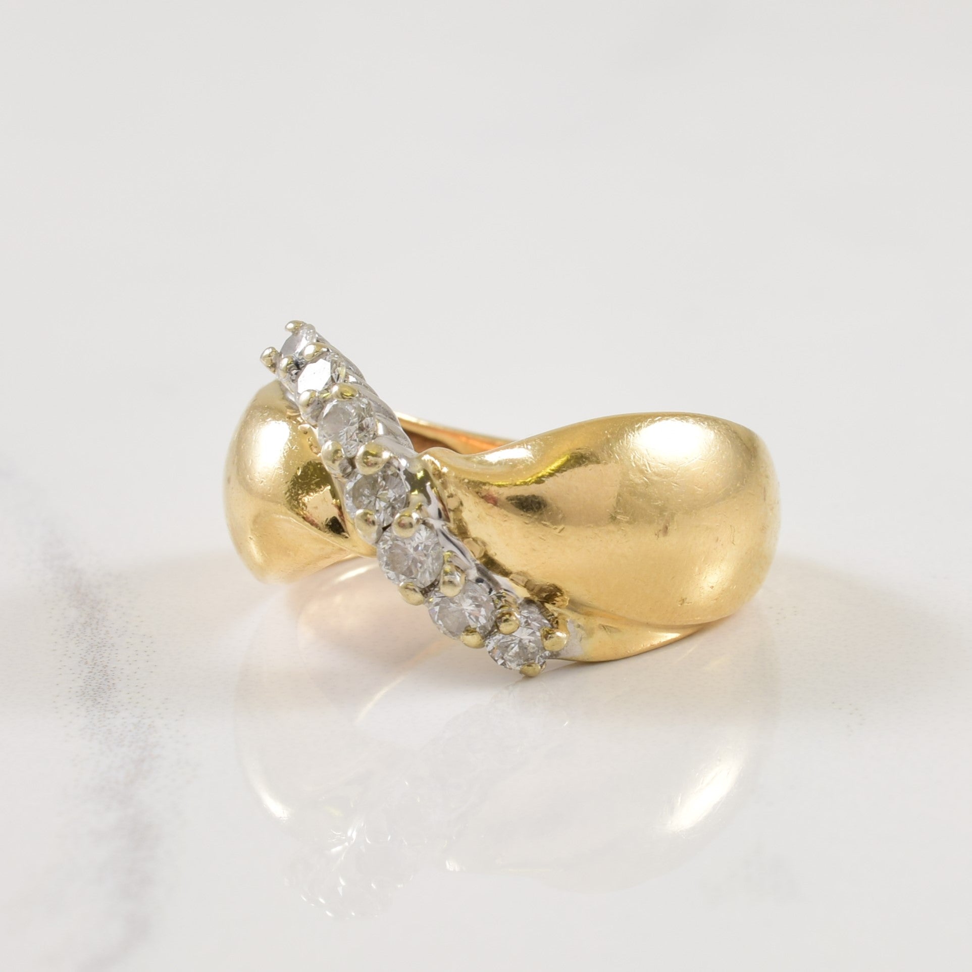 Bow Shape Diamond Bypass Ring | 0.40ctw | SZ 6.5 |