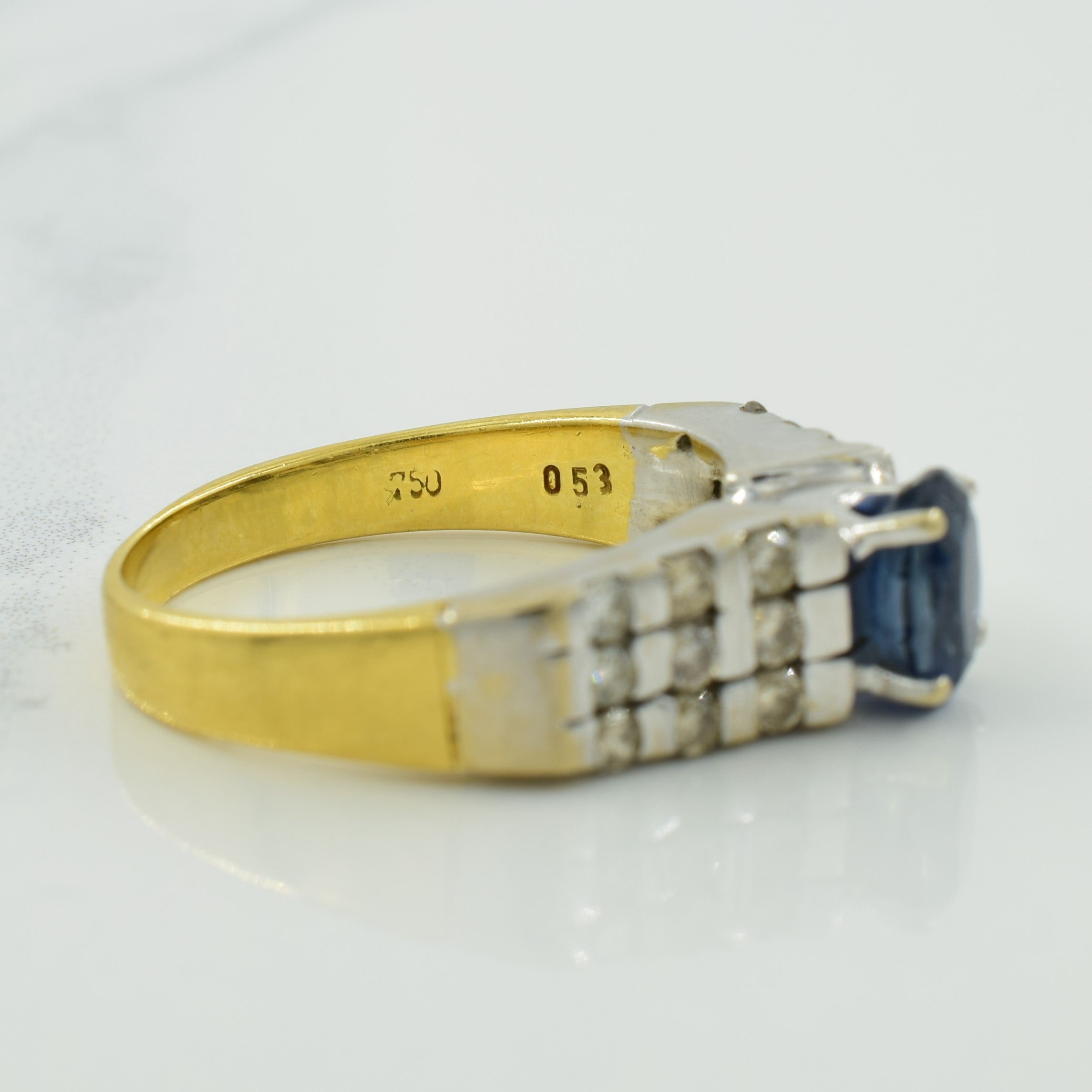 Blue Sapphire & Diamond Ring | 1.30ct, 0.53ctw | SZ 7.5 |