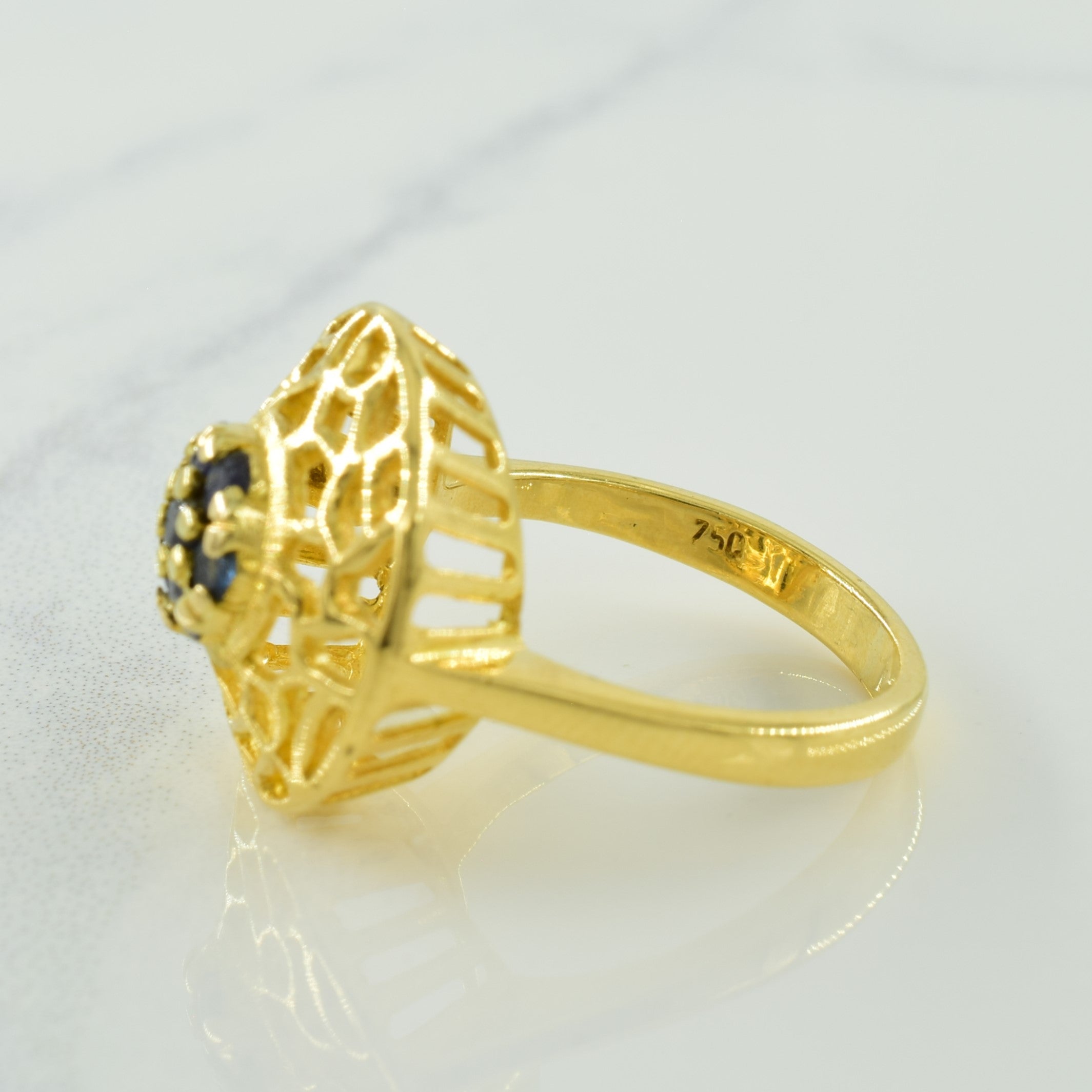 Blue Sapphire Cocktail Ring | 0.28ctw | SZ 5.25 |