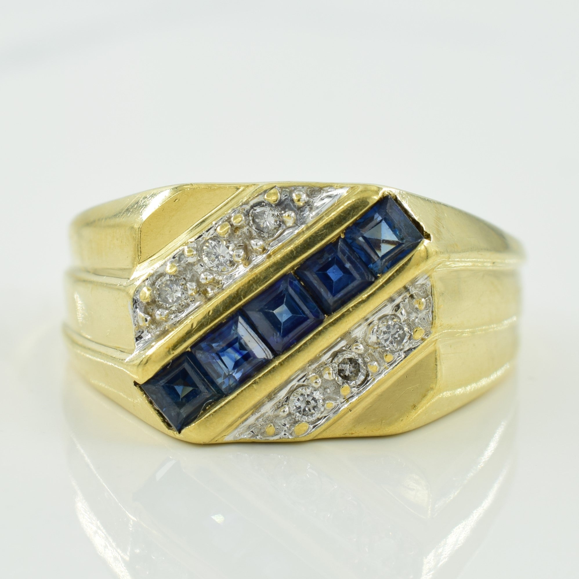 Bague saphir bleu et diamants | 0,50 ct, 0,06 ct | Taille 8,5 |