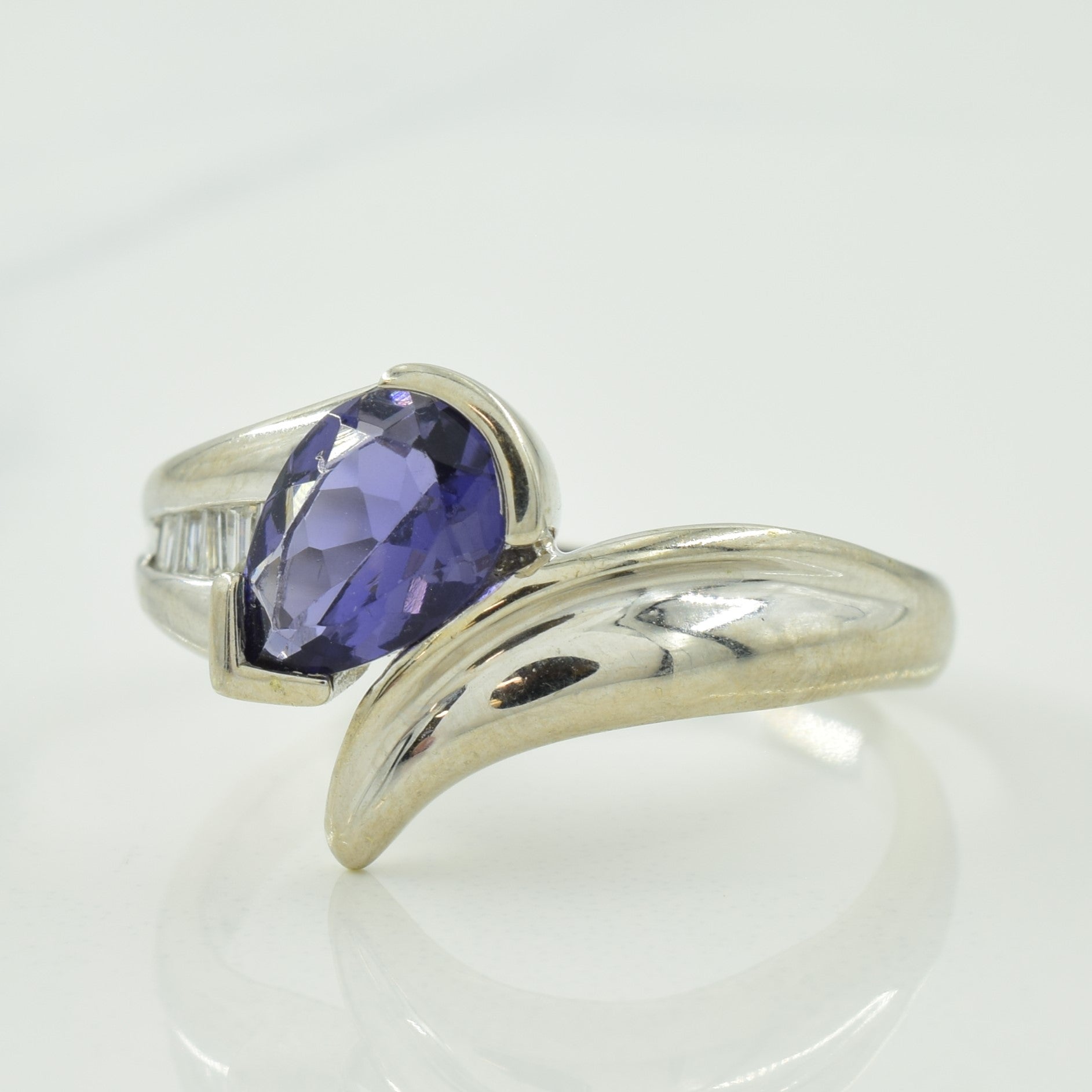 Iolite & Diamond Bypass Ring | 0.86ct, 0.08ctw | SZ 9.5 |