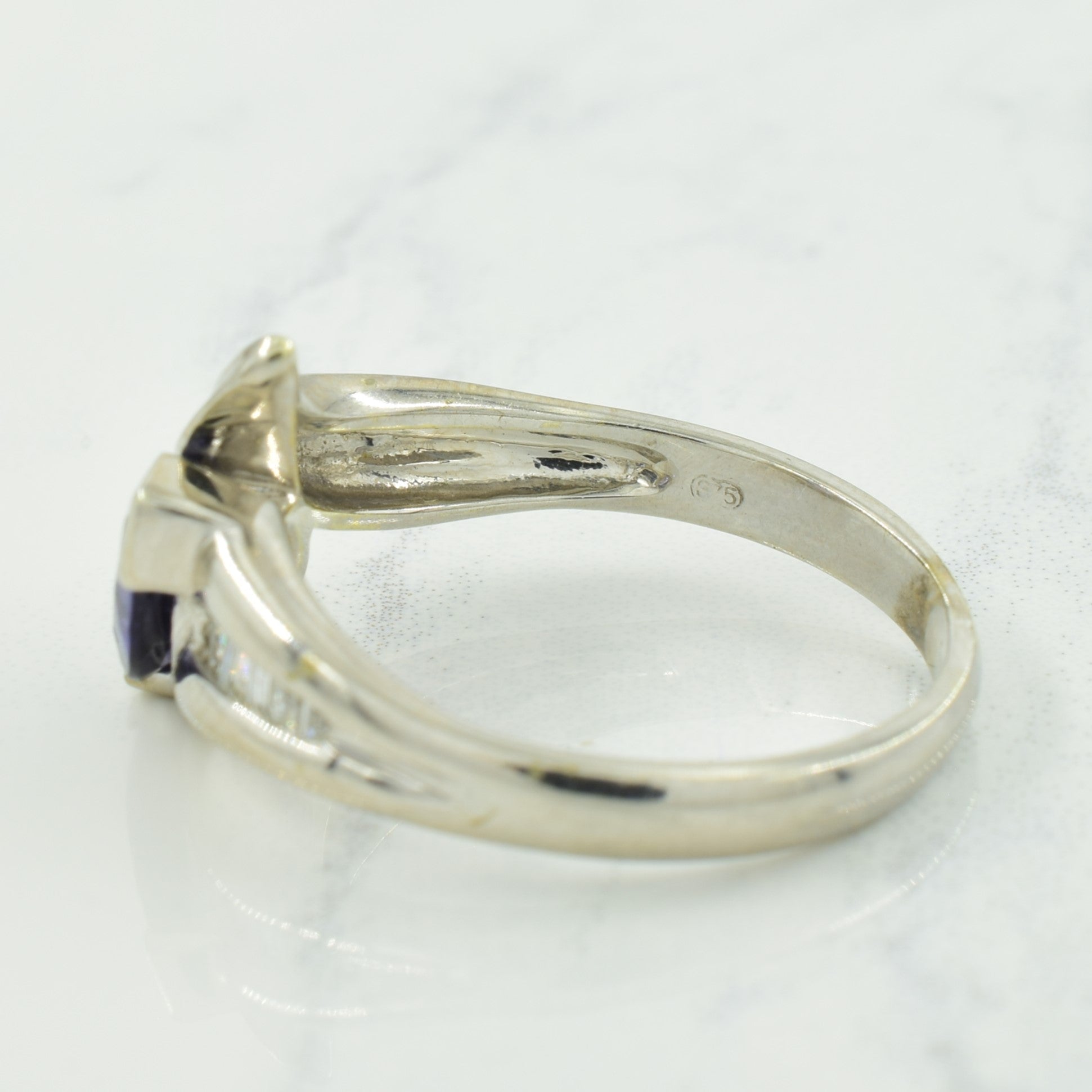 Iolite & Diamond Bypass Ring | 0.86ct, 0.08ctw | SZ 9.5 |