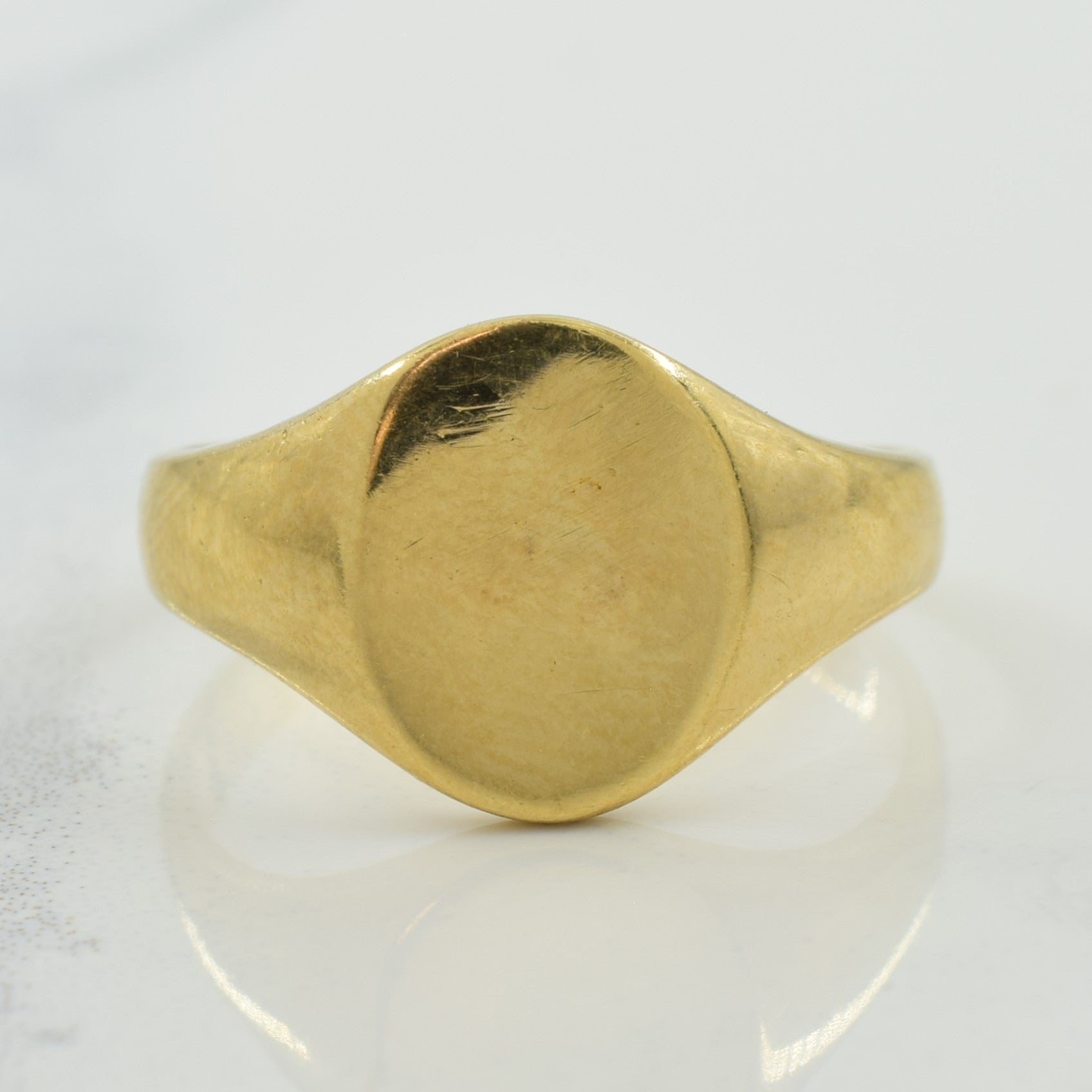 Women's 10k Yellow Gold Signet Ring – Size 5, Engravable, Polished Finish, Made In USA - View #2