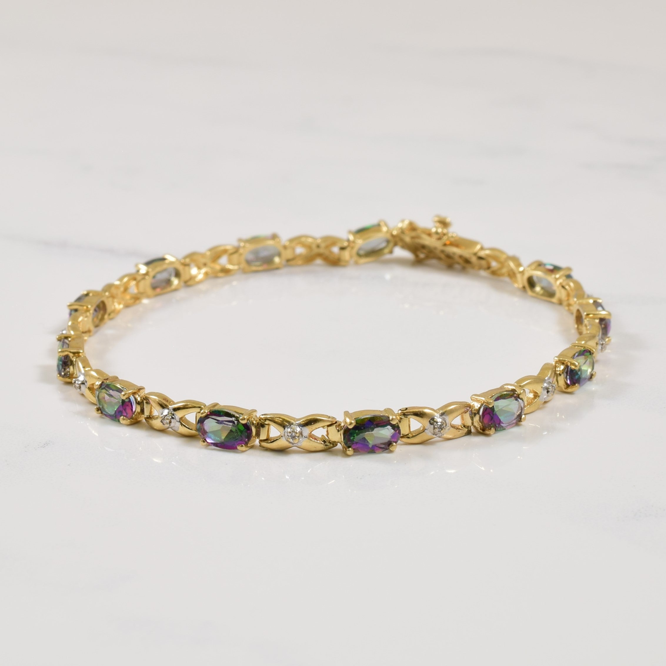 Mystic Topaz & Diamond Bracelet | 6.00ctw, 0.06ctw | 7.5" |