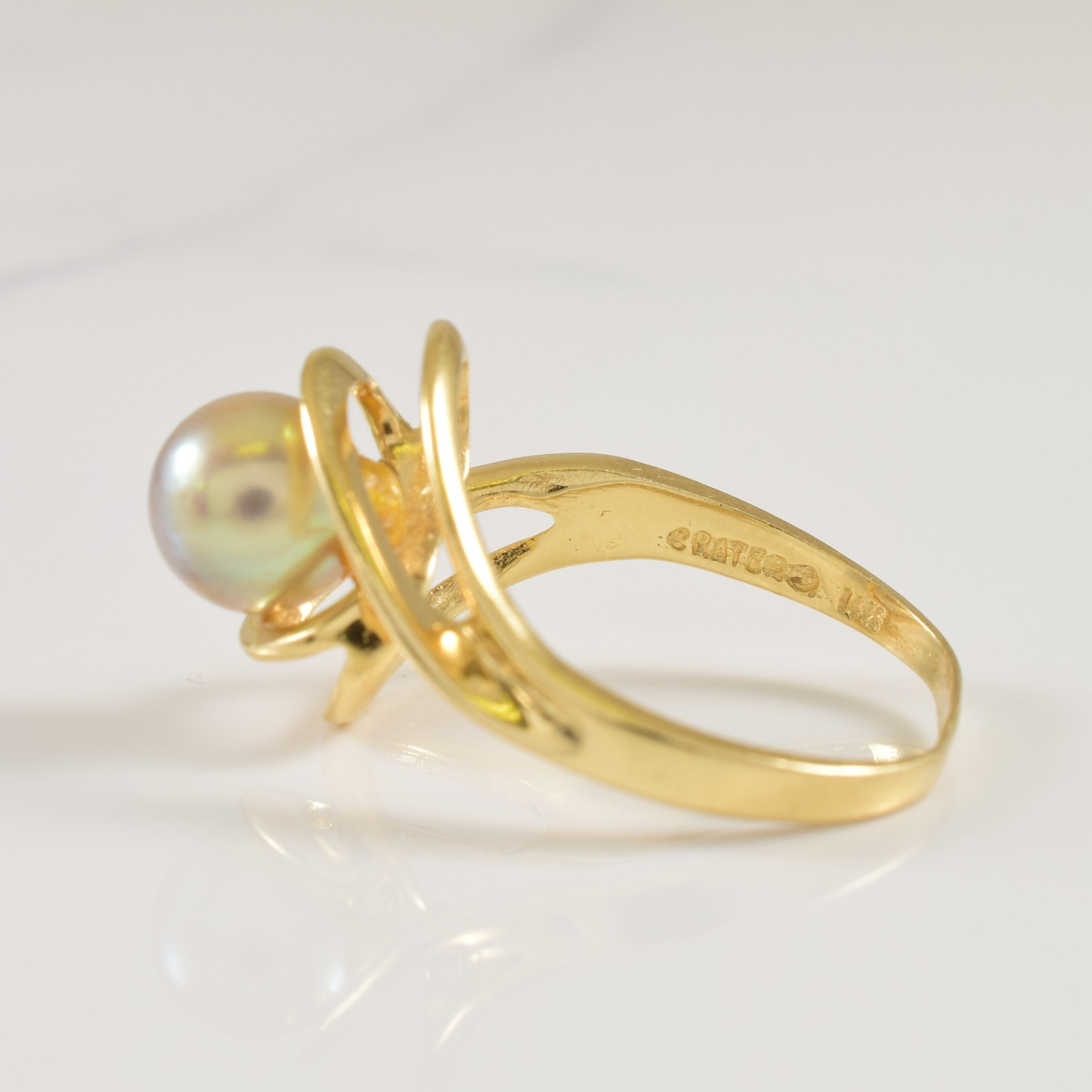 Golden Pearl Bypass Ring | 2.50ct | SZ 6.5 |