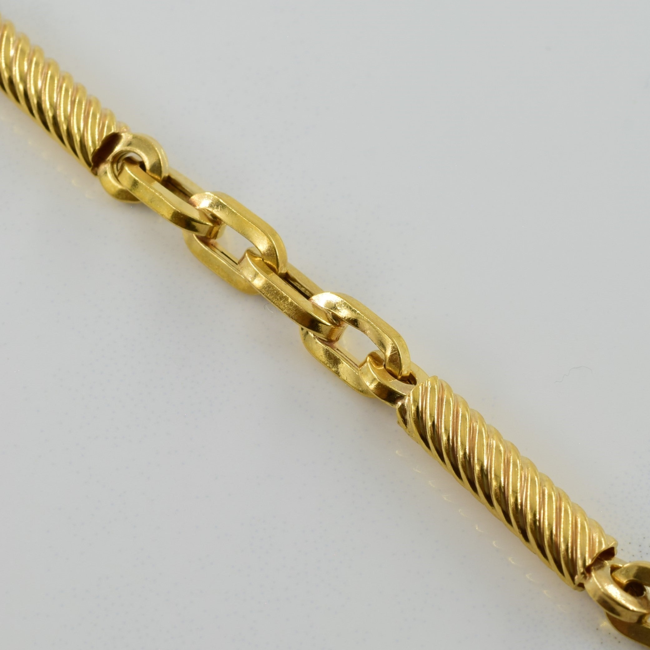 18k Yellow Gold Cable & Bar Link Bracelet | 7.75" |