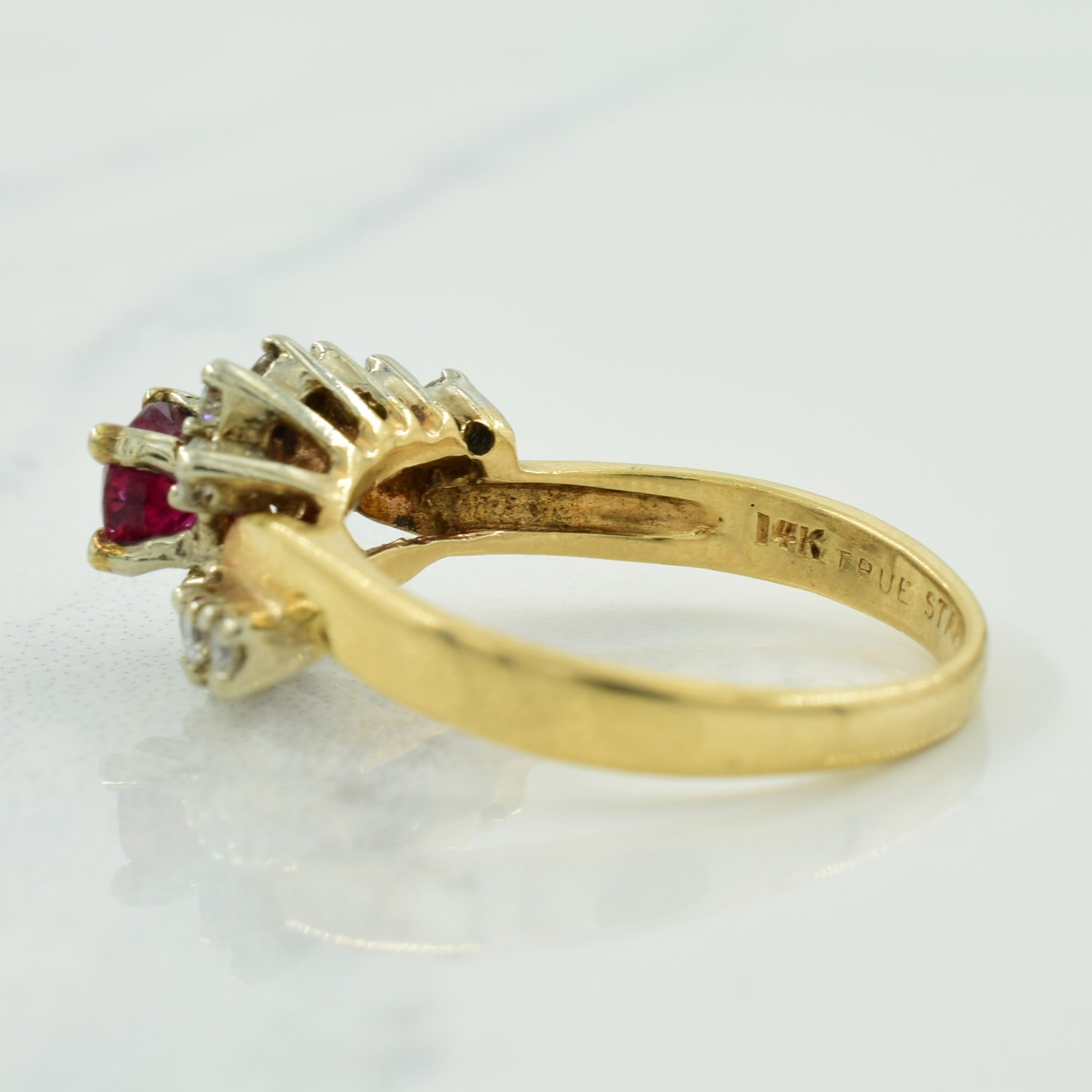 Ruby & Diamond Bypass Ring | 0.45ct, 0.25ctw | SZ 5.25 |