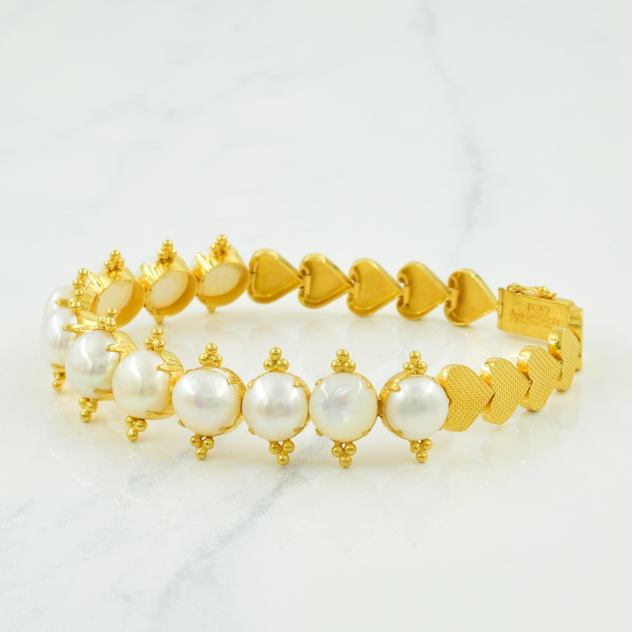 22k Pearl Necklace & Bracelet Set | 18" | 7" |