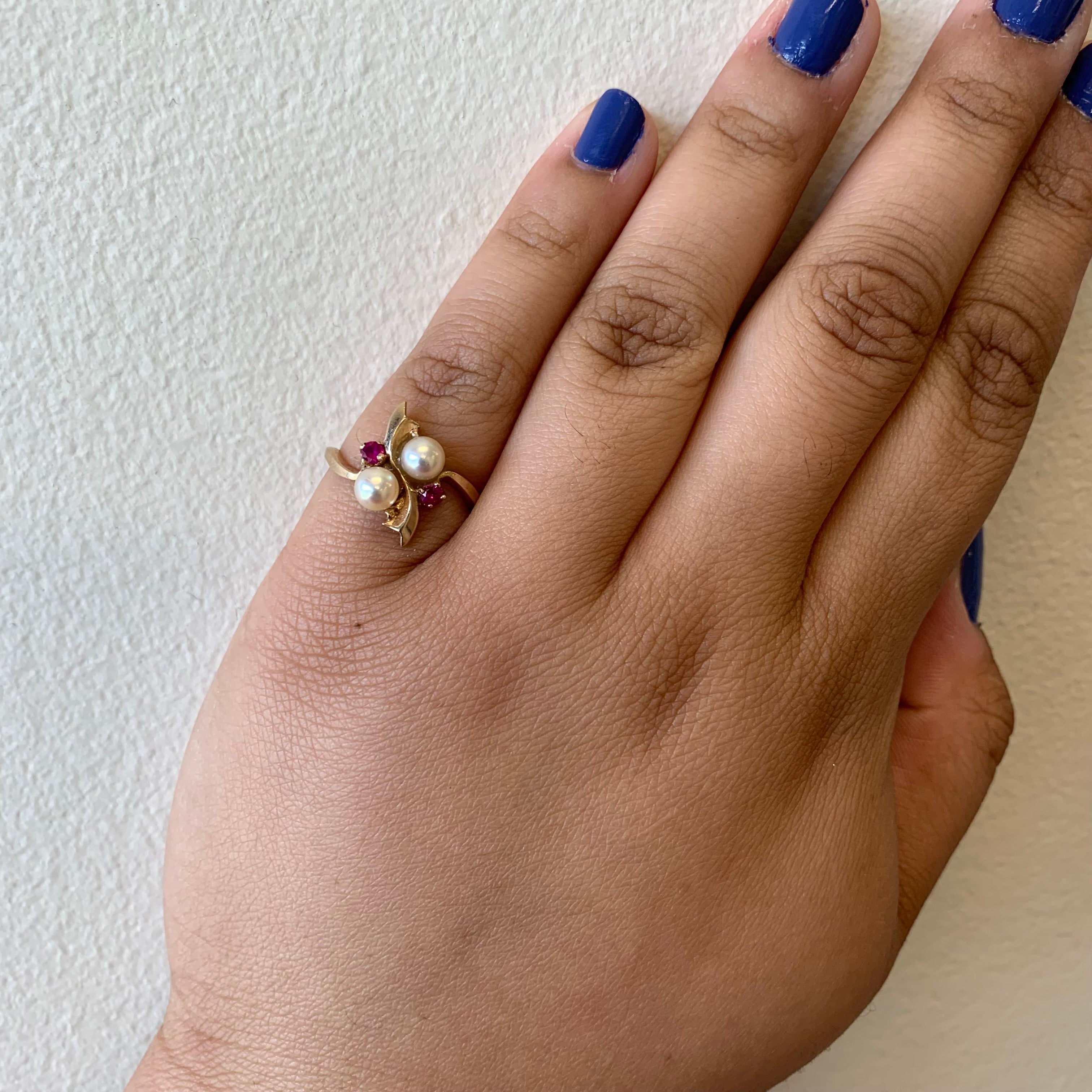 Pearl & Ruby Bypass Ring | 1.80ctw, 0.12ctw | SZ 6.75 |