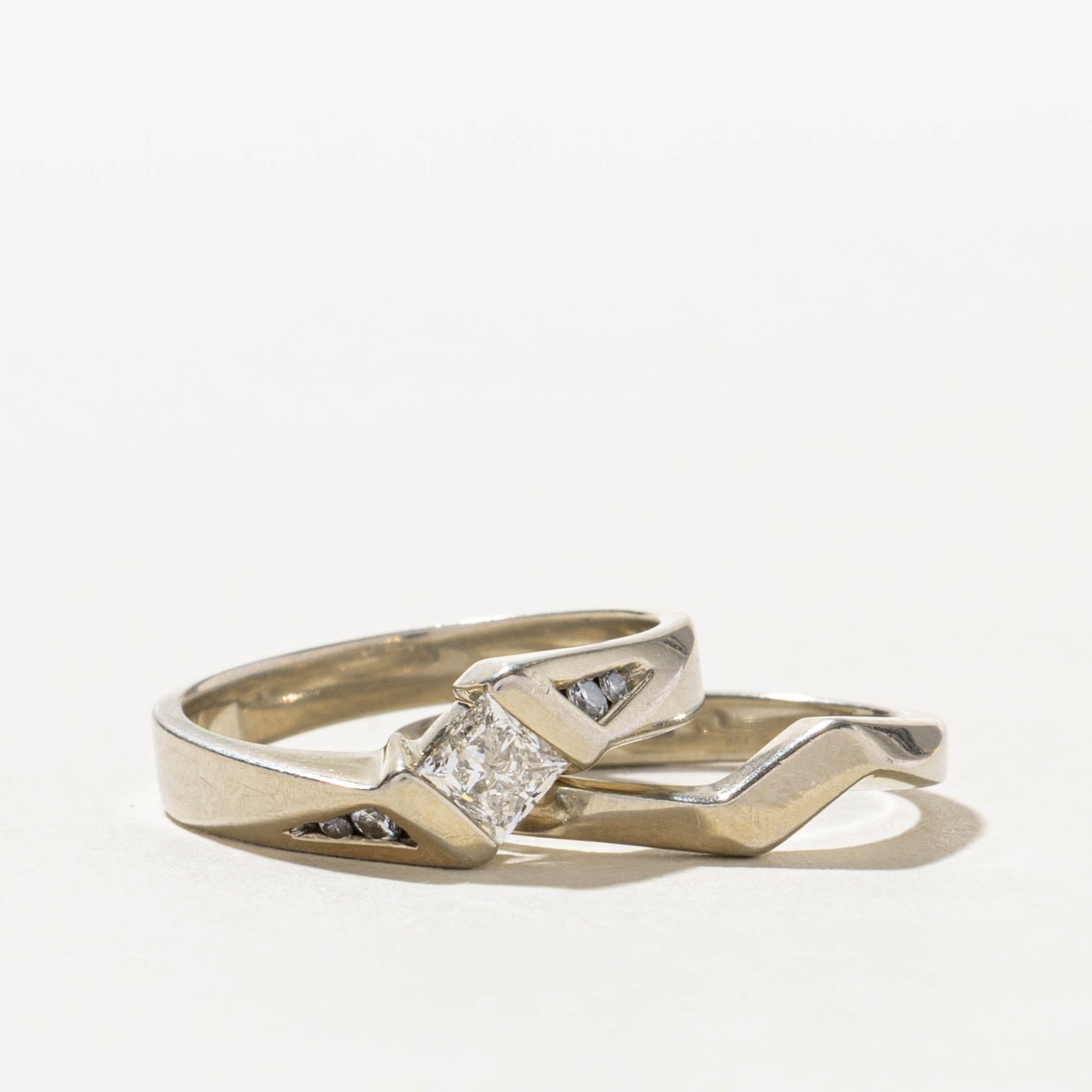 19k Tension Set Princess Cut Diamond Architectural Cocktail Ring | 0.48ctw | SZ 6.5