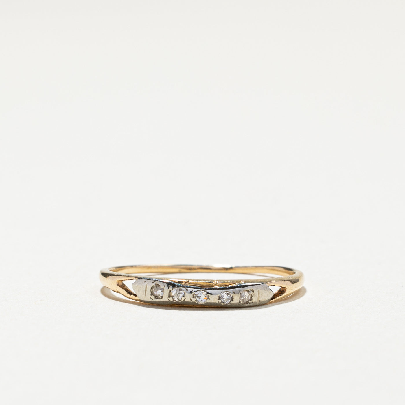 Two Tone Gold Diamond Petite Band | 0.03ctw | SZ 5.5 |