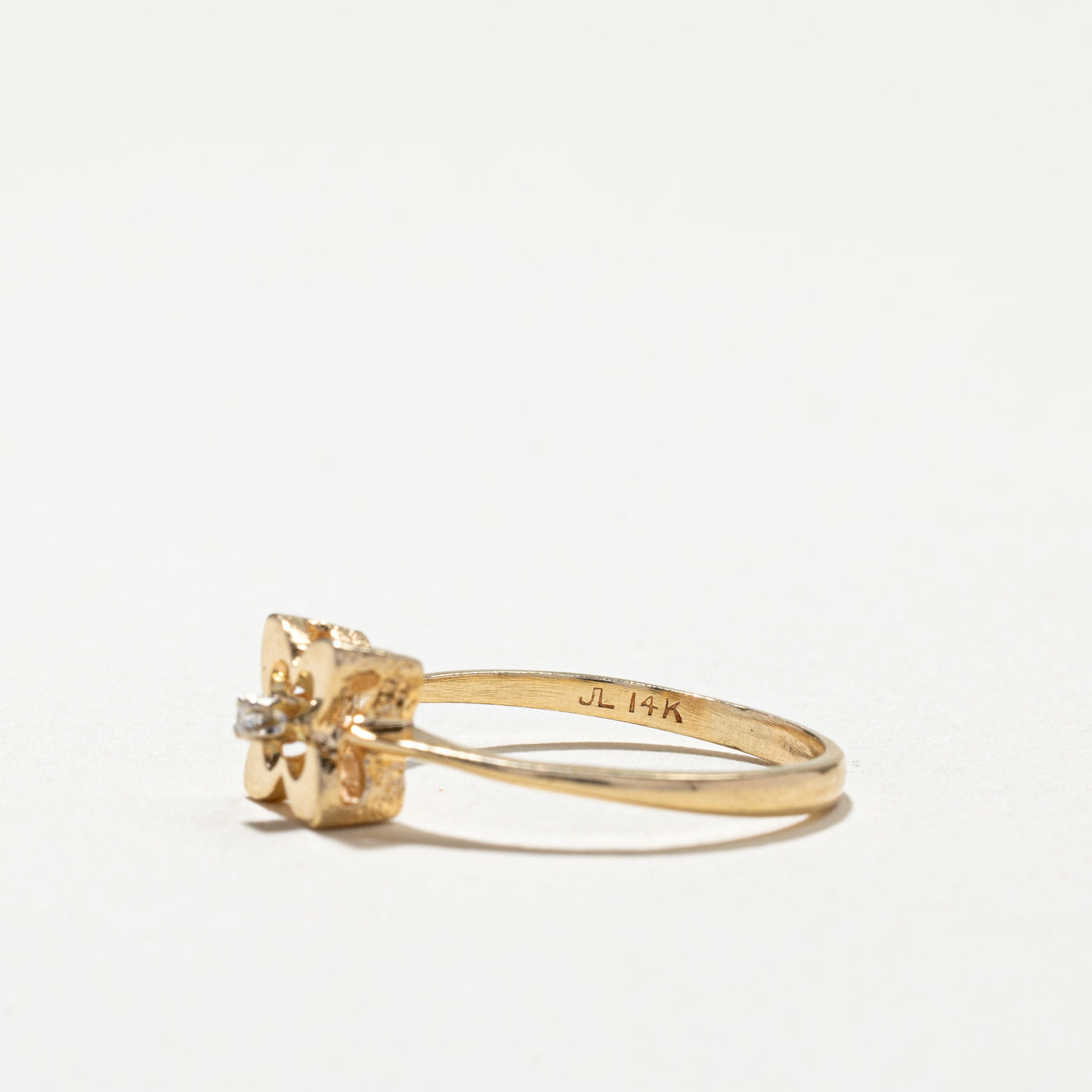 Diamond Clover Gold Ring | 0.01ct | SZ 6.75 |