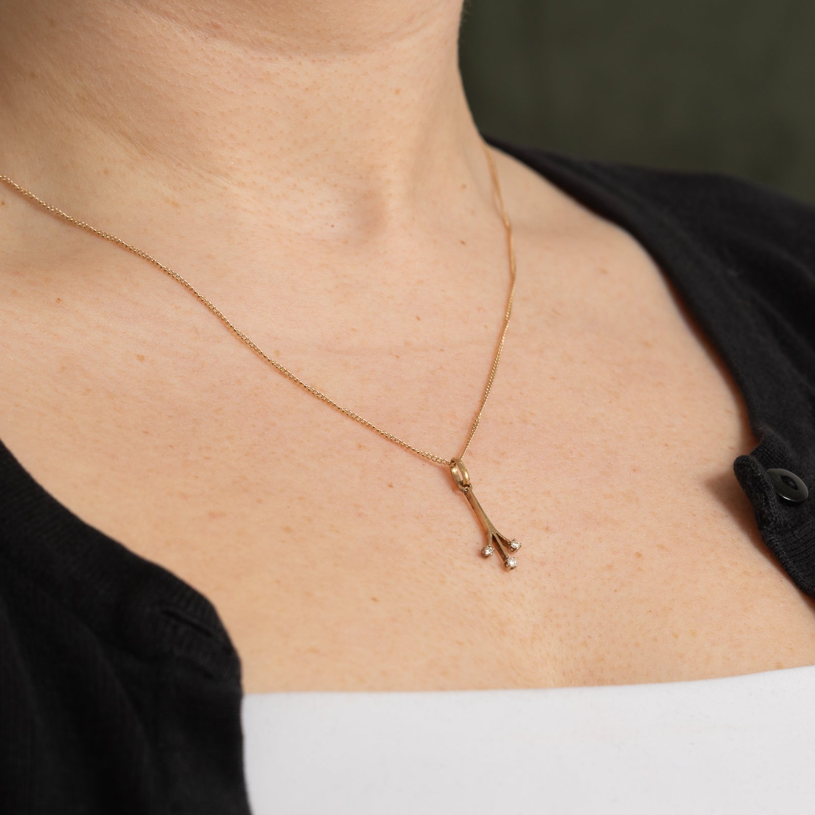 Three Stone Diamond Branch Pendant | 0.08ctw