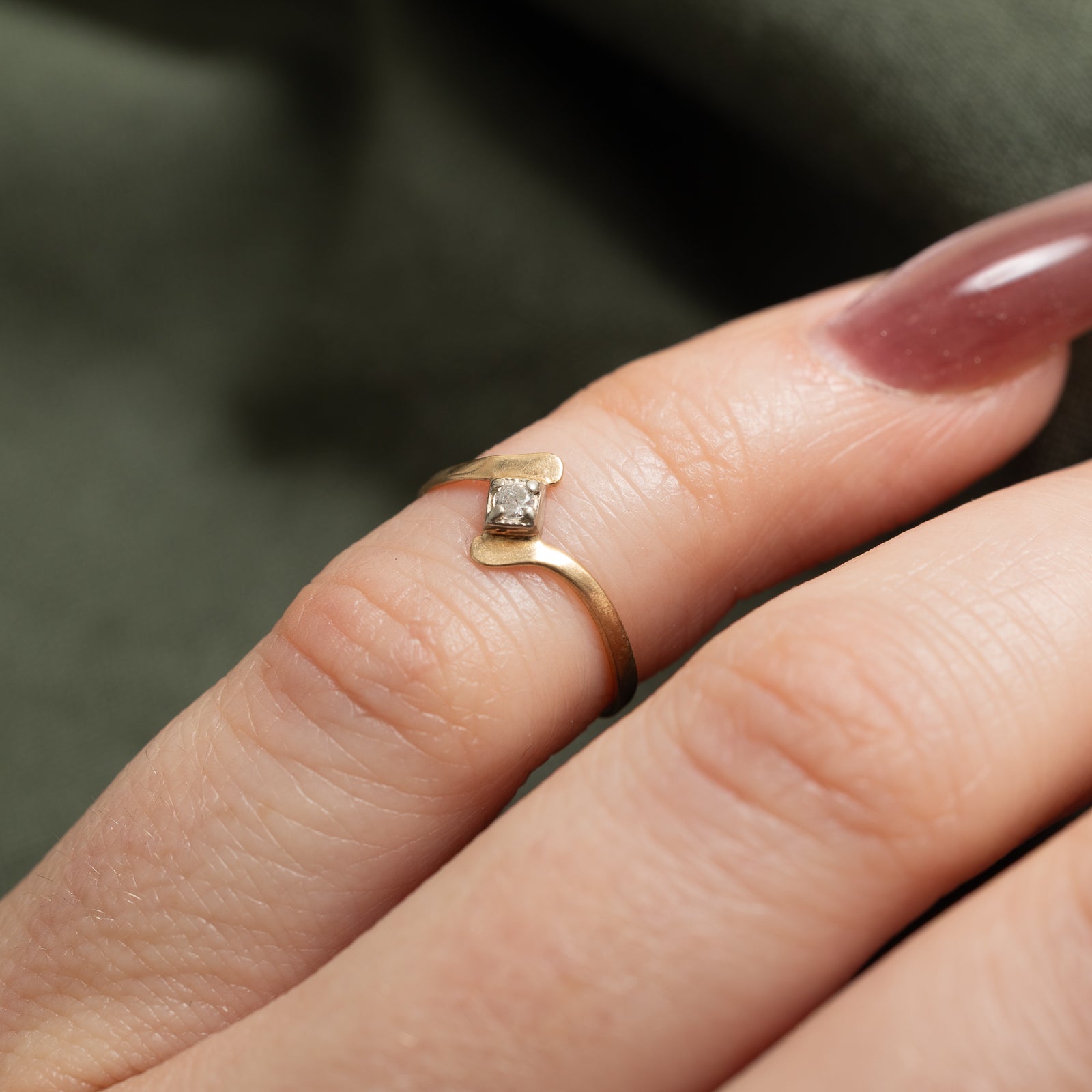 Single Stone Diamond Bypass Ring | 0.015ct | SZ 2