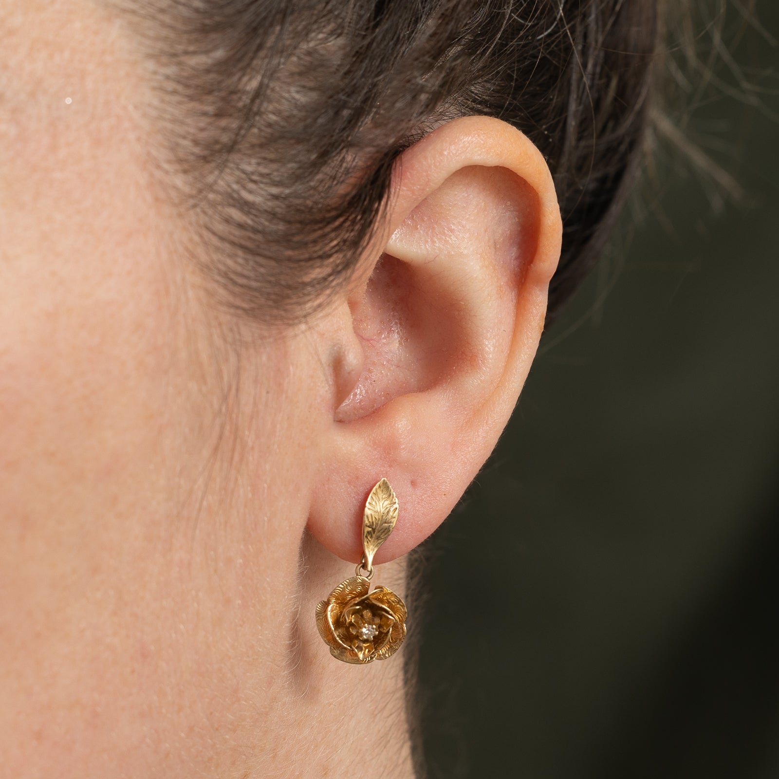 Diamond Flower Drop Earrings | 0.03ctw