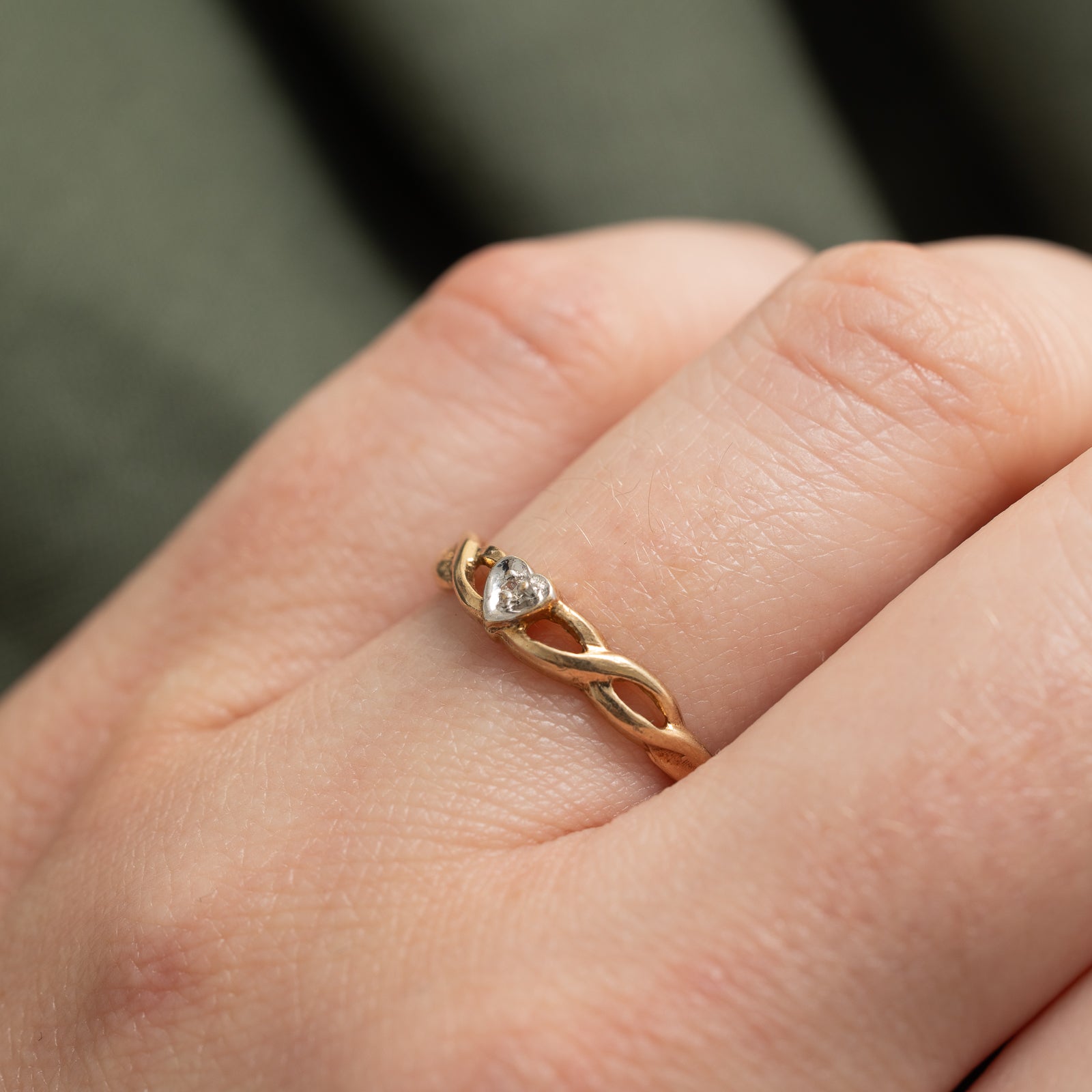 Diamond Heart Cross Over Ring | 0.005ct | SZ 7