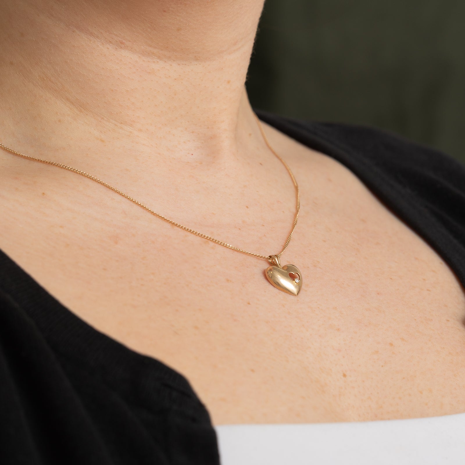 Diamond Puffy Heart Pendant | 0.02ct