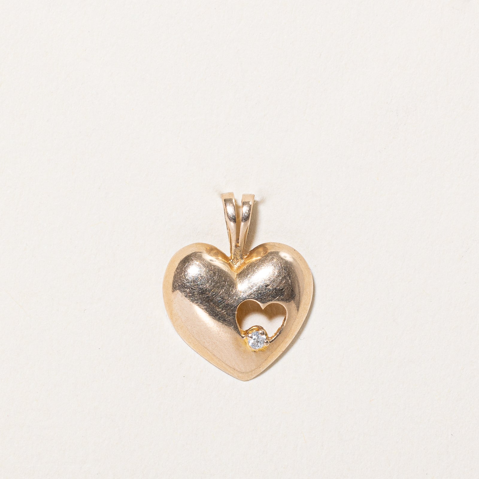 Diamond Puffy Heart Pendant | 0.02ct