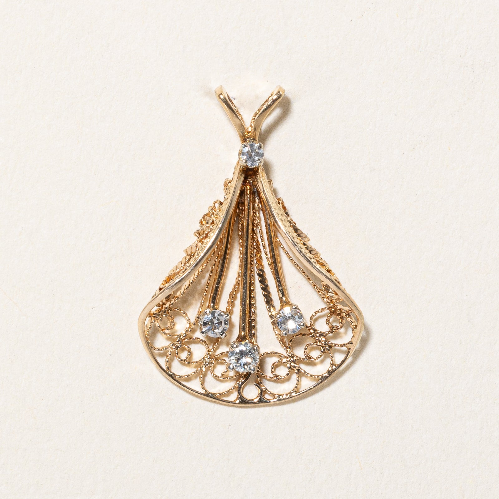 Diamond Scrollwork Fan Pendant | 0.13ctw