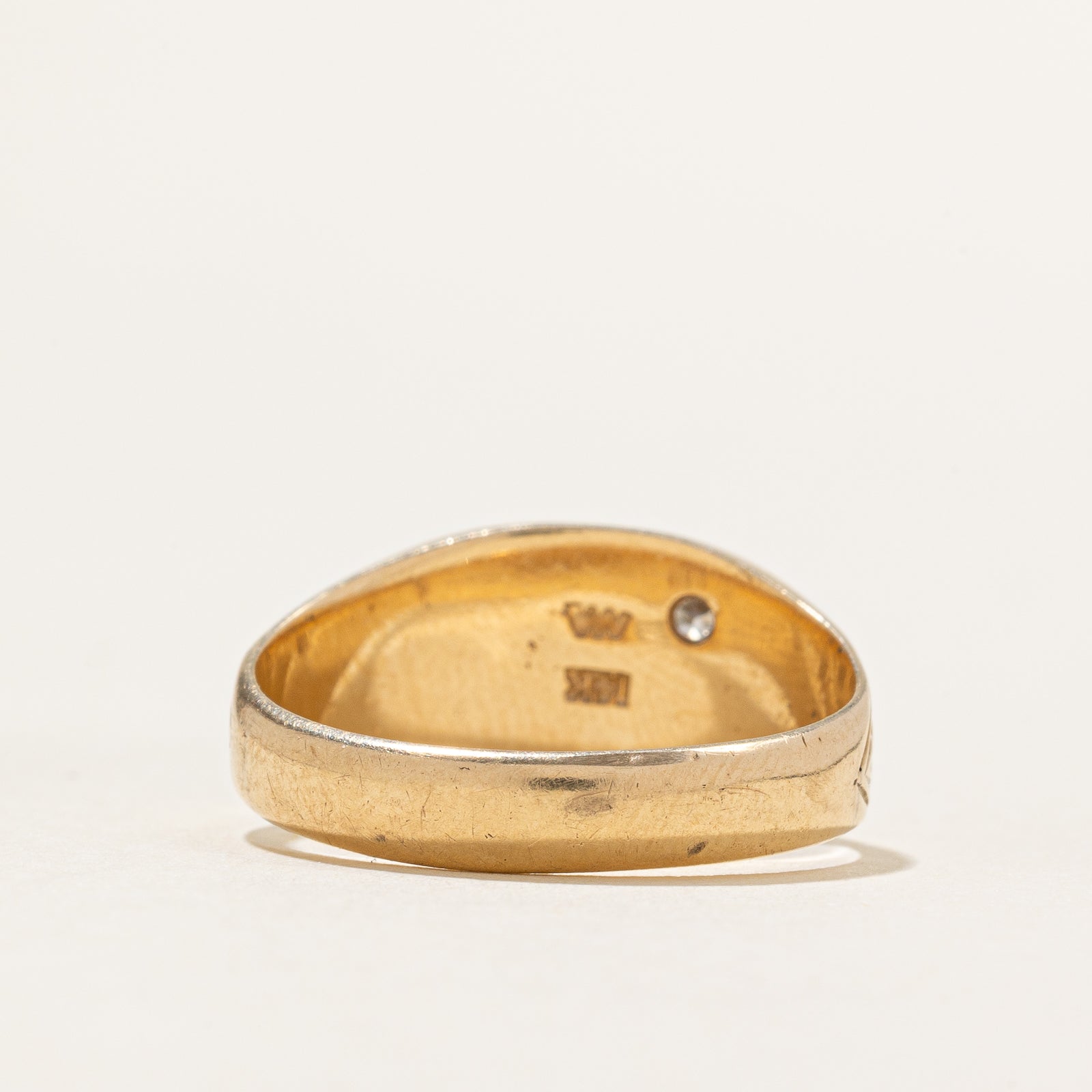 Bague chevalière initiale « CES » en diamant | 0,02 ct | Taille 5,25