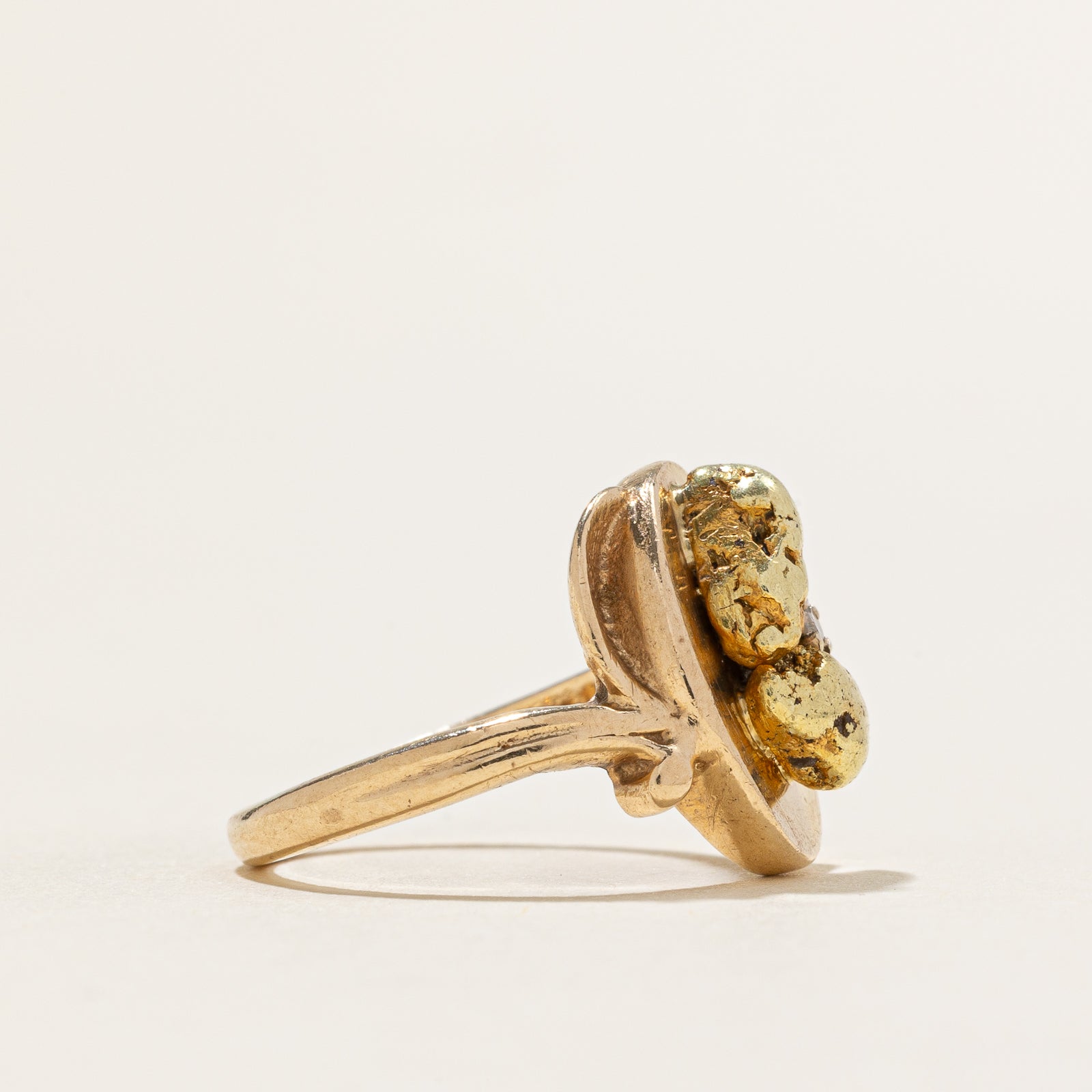 Diamond & Gold Nugget Ring | 0.015ct | SZ 3.5
