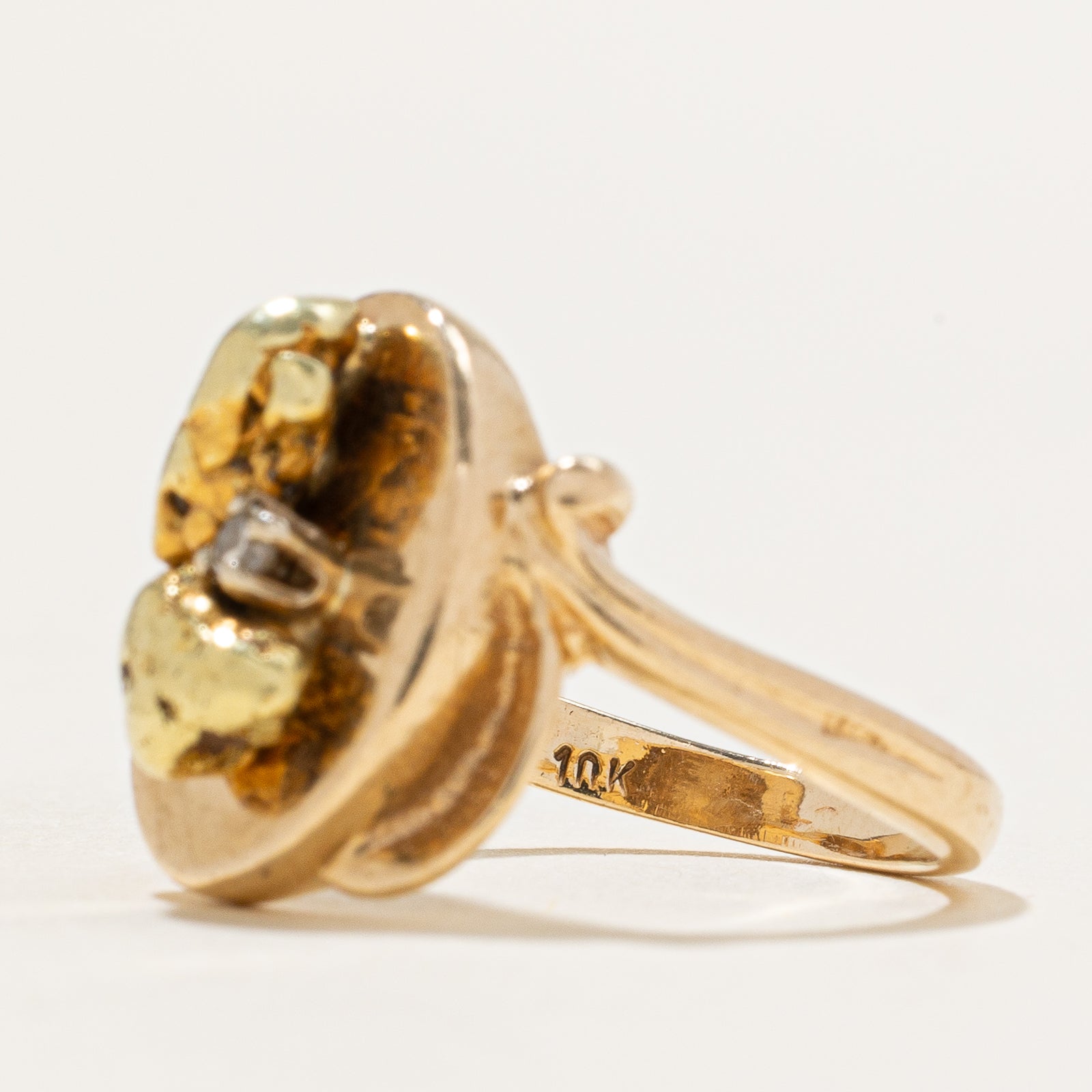 Diamond & Gold Nugget Ring | 0.015ct | SZ 3.5