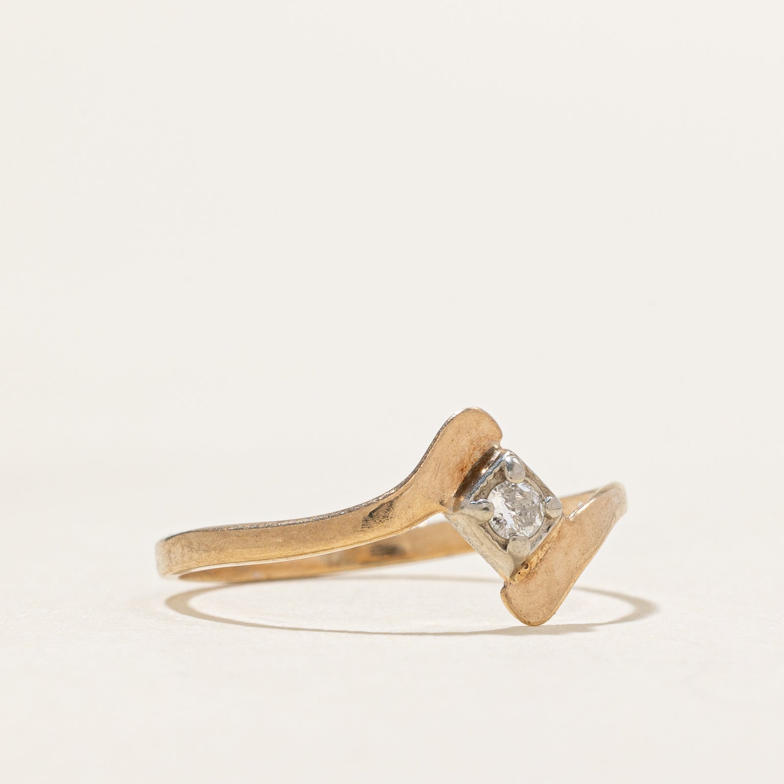 Single Stone Diamond Bypass Ring | 0.015ct | SZ 2