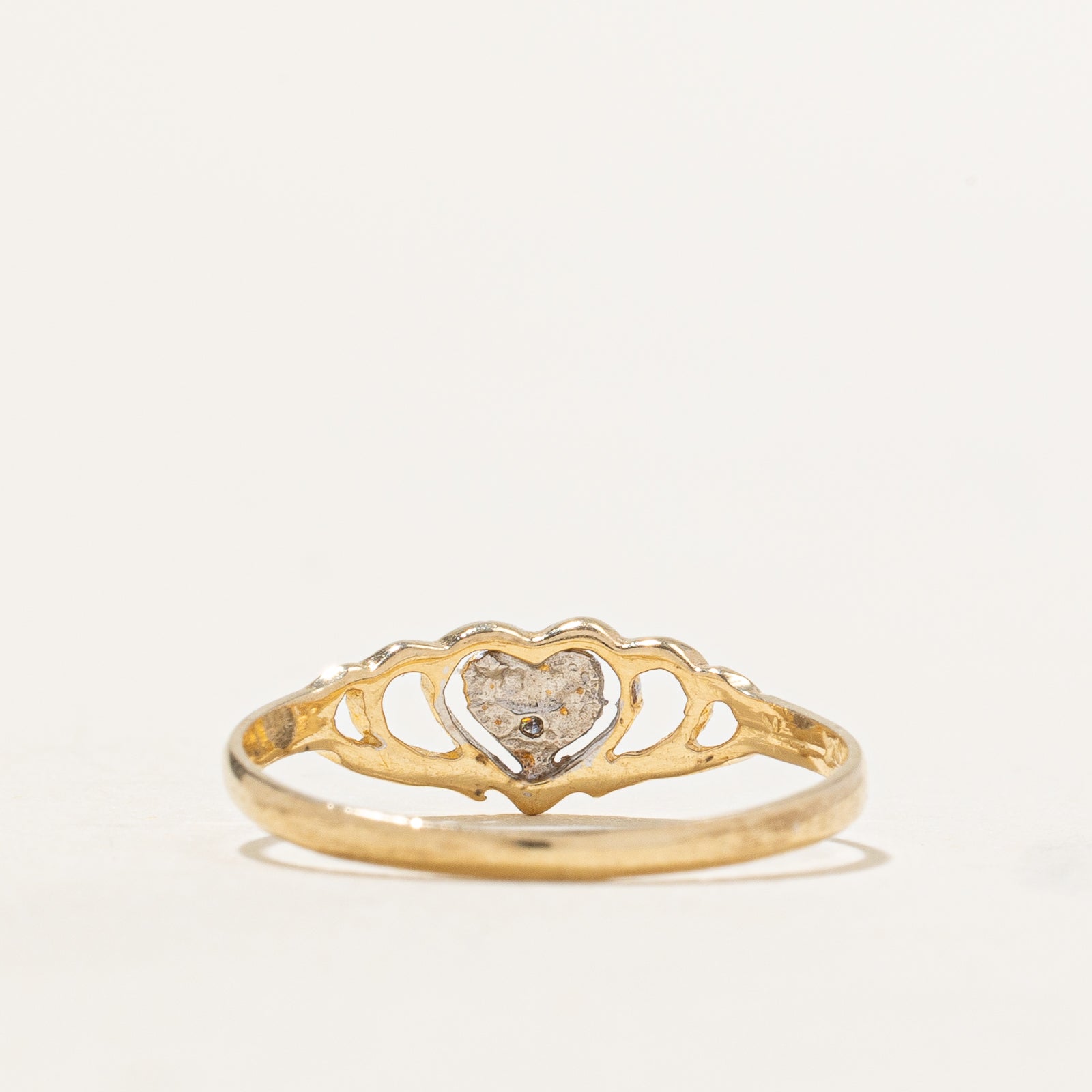 Bague en forme de cœur avec diamant et rainure ouverte | 0,005 ct | Taille 5,25