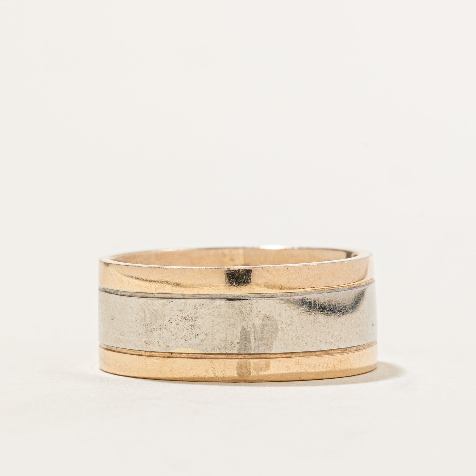 Two Tone Gold Single Stone Diamond Band | 0.07ct | SZ 8.25