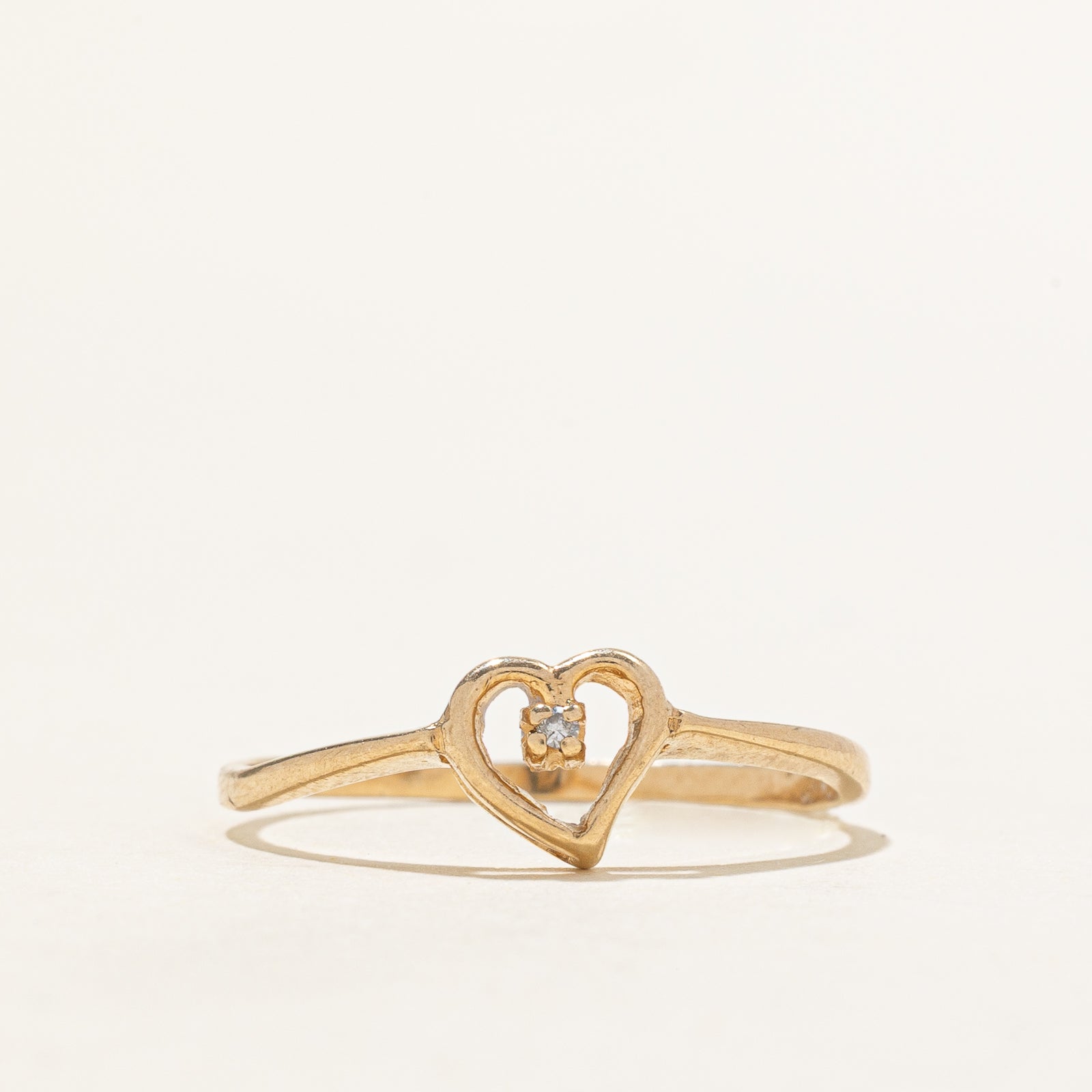 Bague cœur ouvert en diamant | 0,005 ct | Taille 8,25