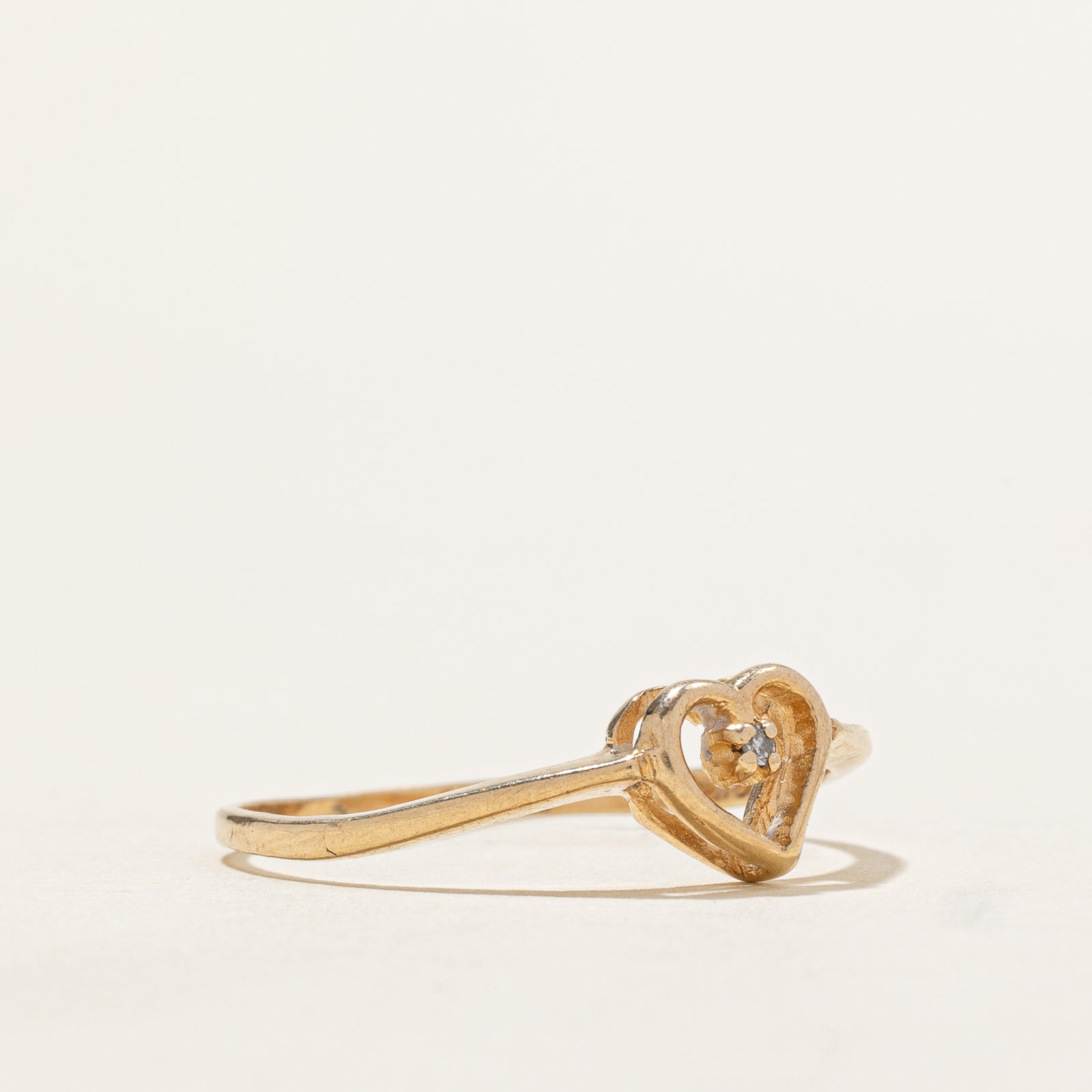 Bague cœur ouvert en diamant | 0,005 ct | Taille 8,25